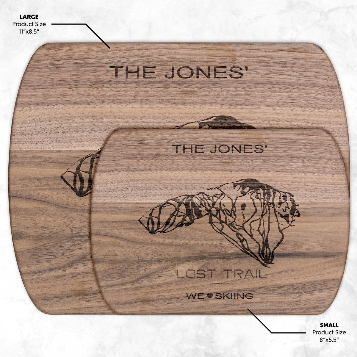PERSONALIZED Lost Trail , Montana SKI TRAIL MAP CUTTING BOARD