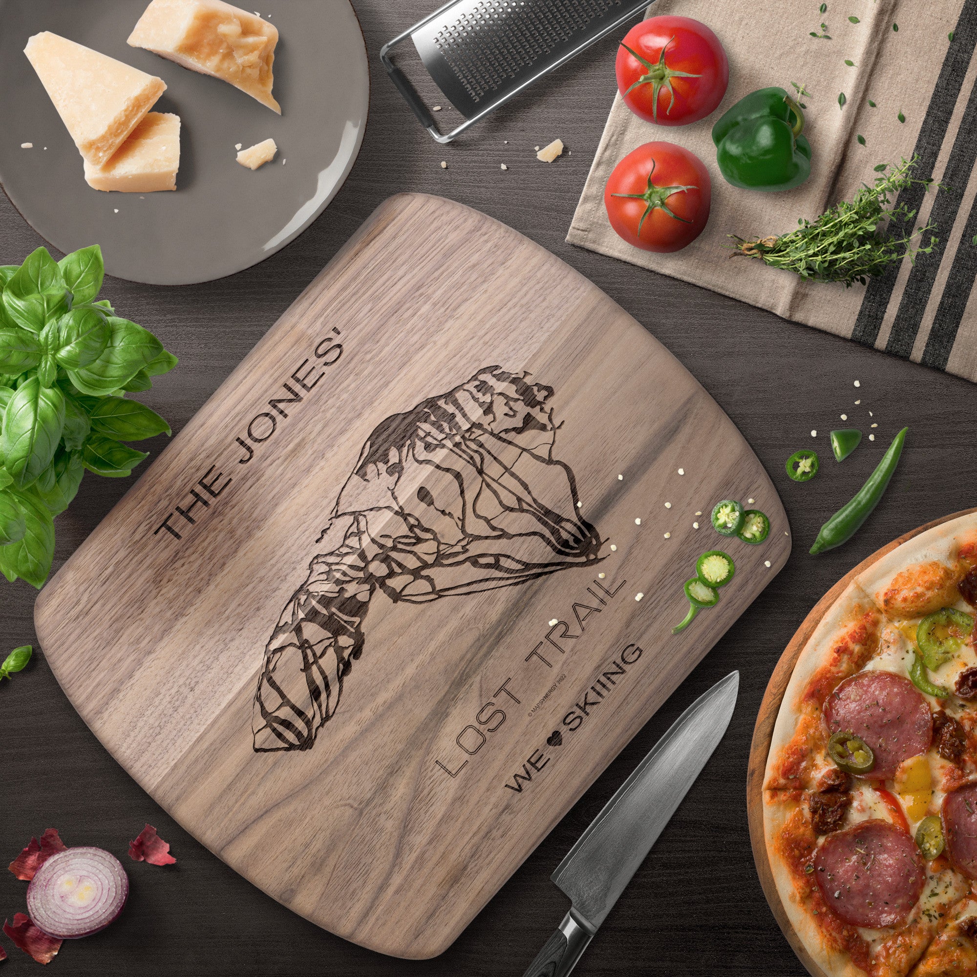PERSONALIZED Lost Trail , Montana SKI TRAIL MAP CUTTING BOARD