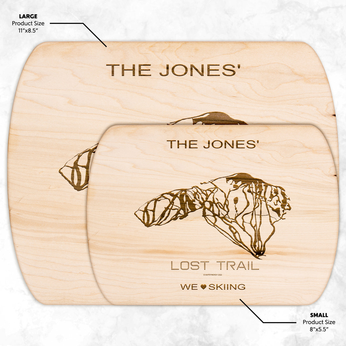 PERSONALIZED Lost Trail , Montana SKI TRAIL MAP CUTTING BOARD
