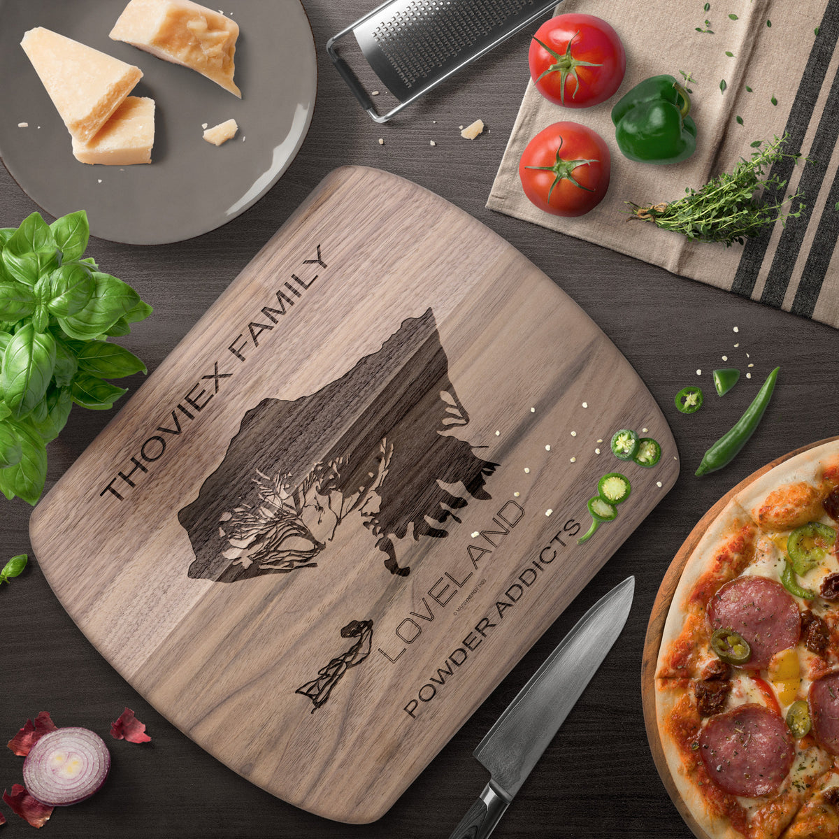 PERSONALIZED Loveland ,Colorado SKI TRAIL MAP CUTTING BOARD