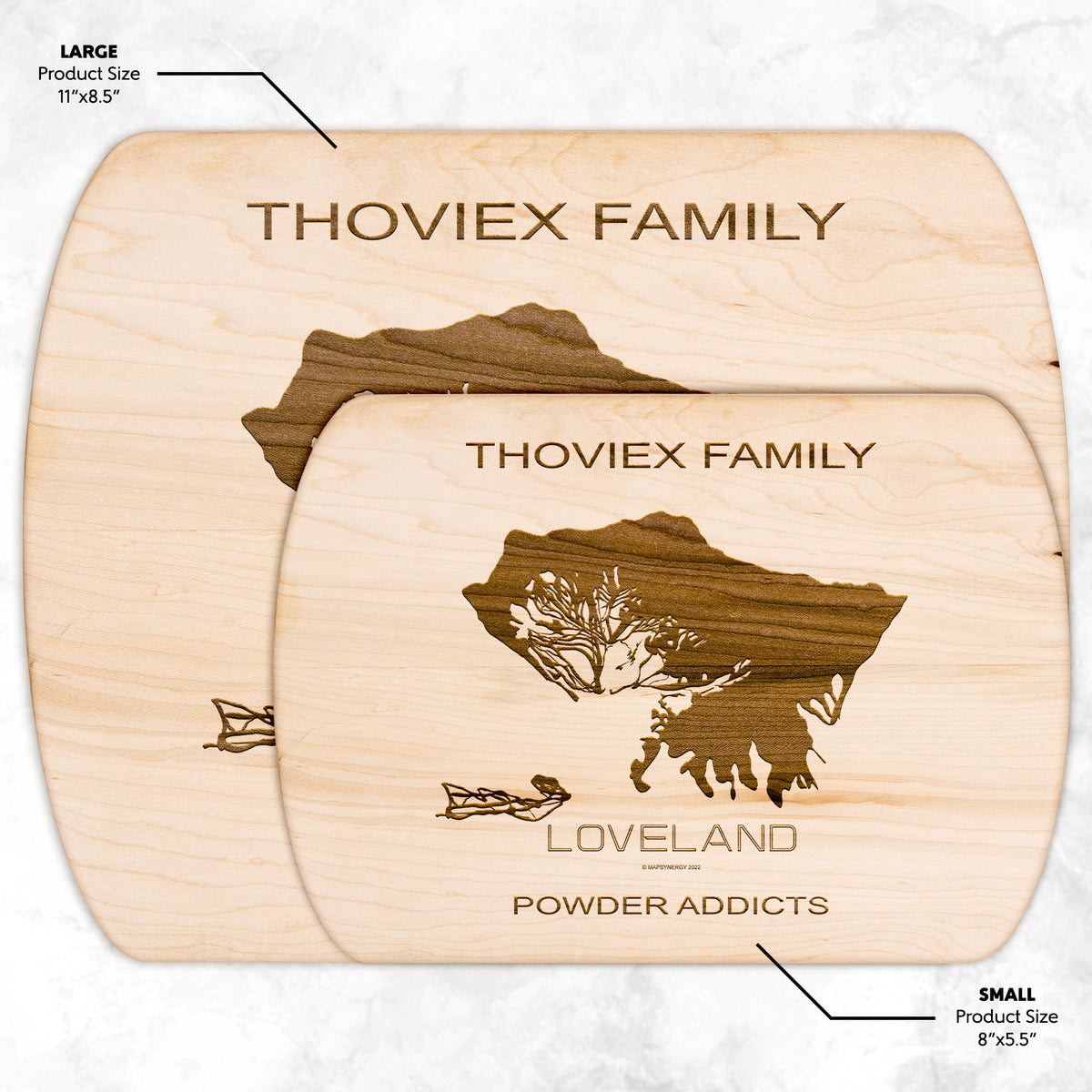 PERSONALIZED Loveland ,Colorado SKI TRAIL MAP CUTTING BOARD