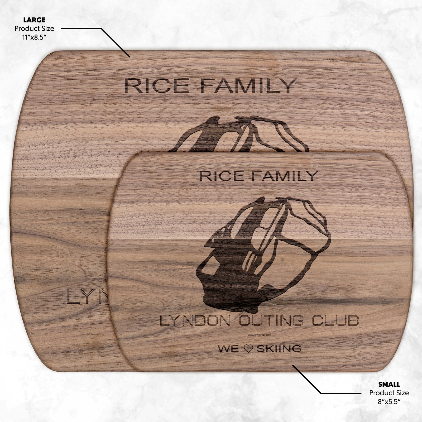 PERSONALIZED Lyndon Outing Club, Vermont  SKI TRAIL MAP CUTTING BOARD