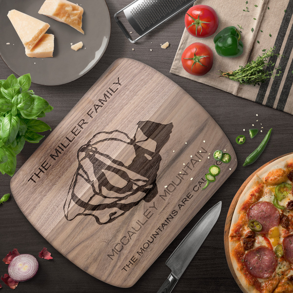 PERSONALIZED MCCAULEY MOUNTAIN, NEW YORK SKI TRAIL MAP CUTTING BOARD