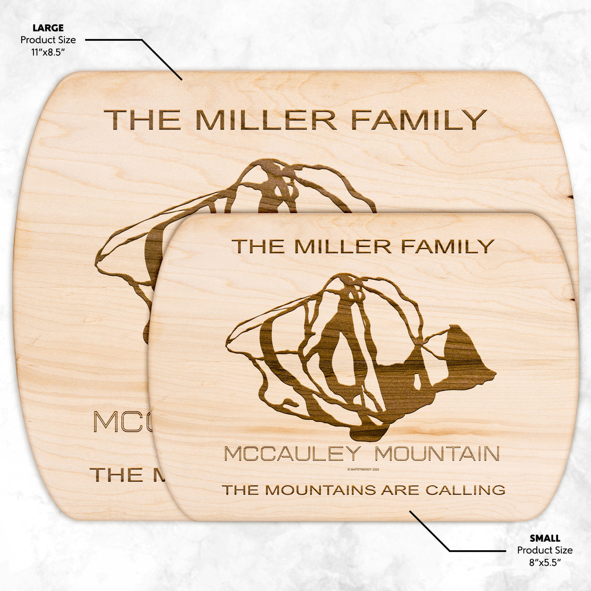 PERSONALIZED MCCAULEY MOUNTAIN, NEW YORK SKI TRAIL MAP CUTTING BOARD