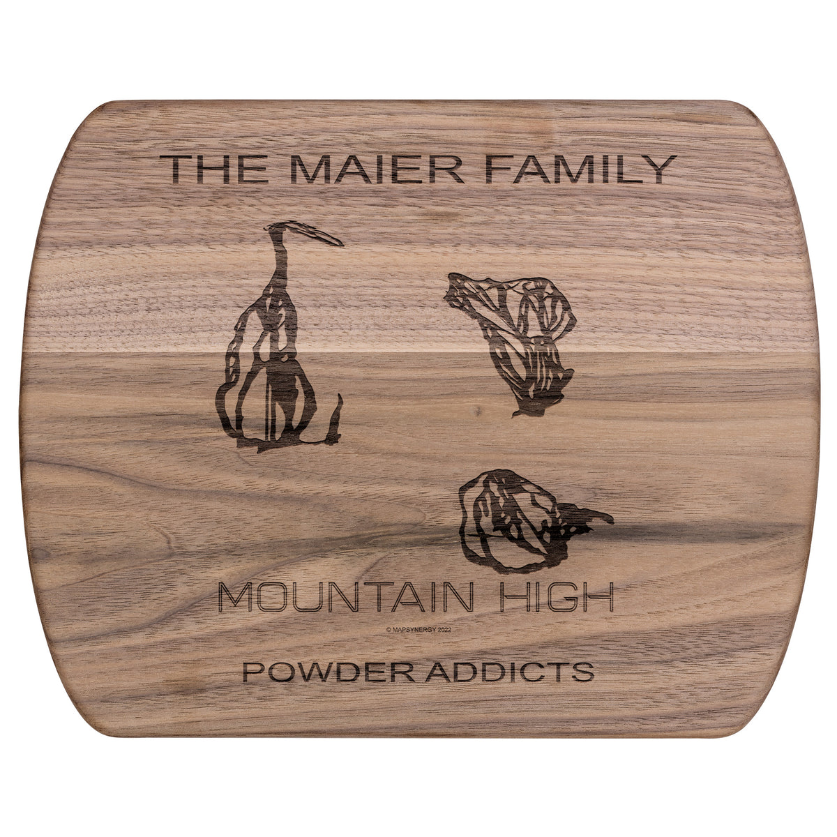 PERSONALIZED MOUNTAIN HIGH, CALIFORNIA SKI TRAIL MAP CUTTING BOARD