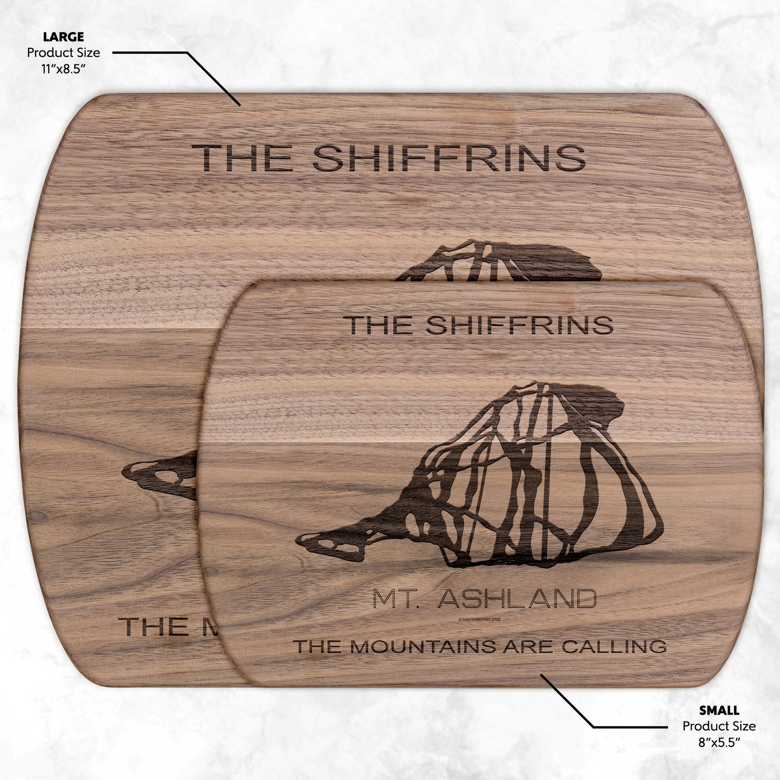 PERSONALIZED MT.ASHLAND,OREGON SKI TRAIL MAP CUTTING BOARD