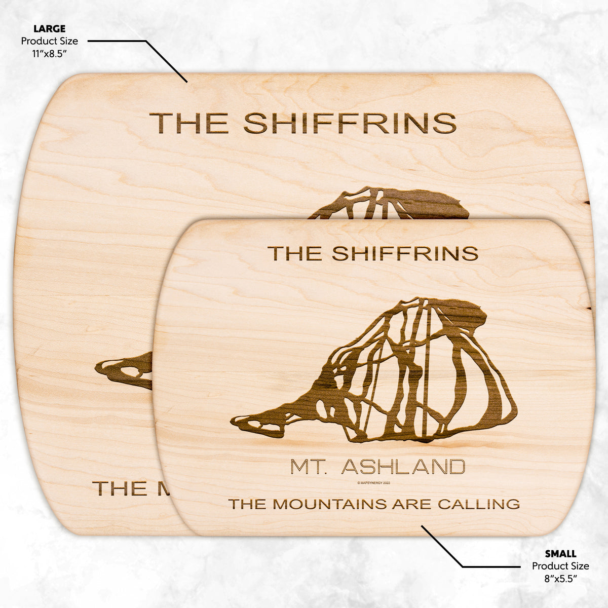 PERSONALIZED MT.ASHLAND,OREGON SKI TRAIL MAP CUTTING BOARD