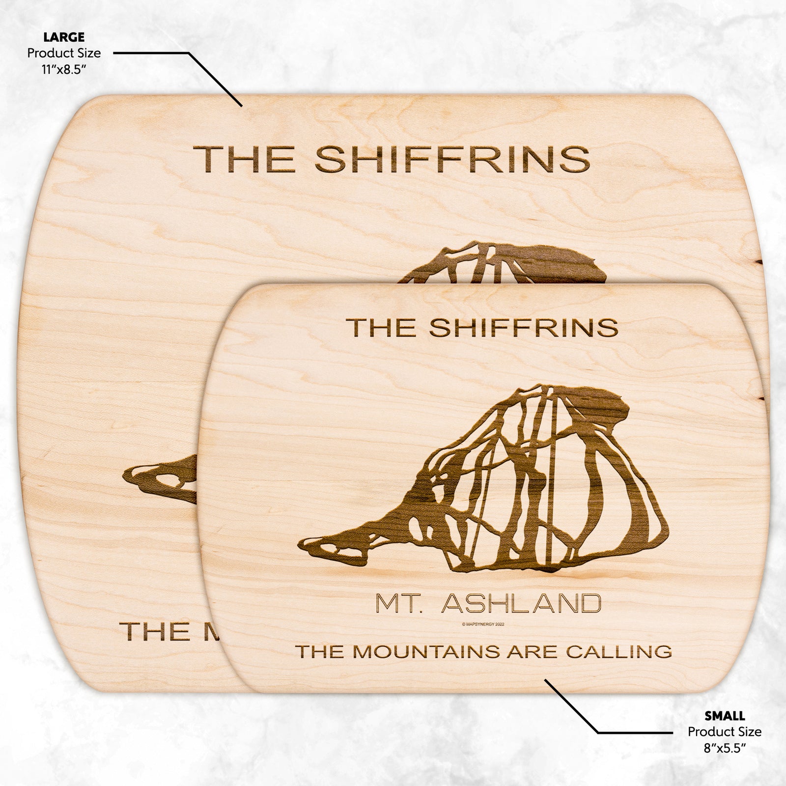 PERSONALIZED MT.ASHLAND,OREGON SKI TRAIL MAP CUTTING BOARD