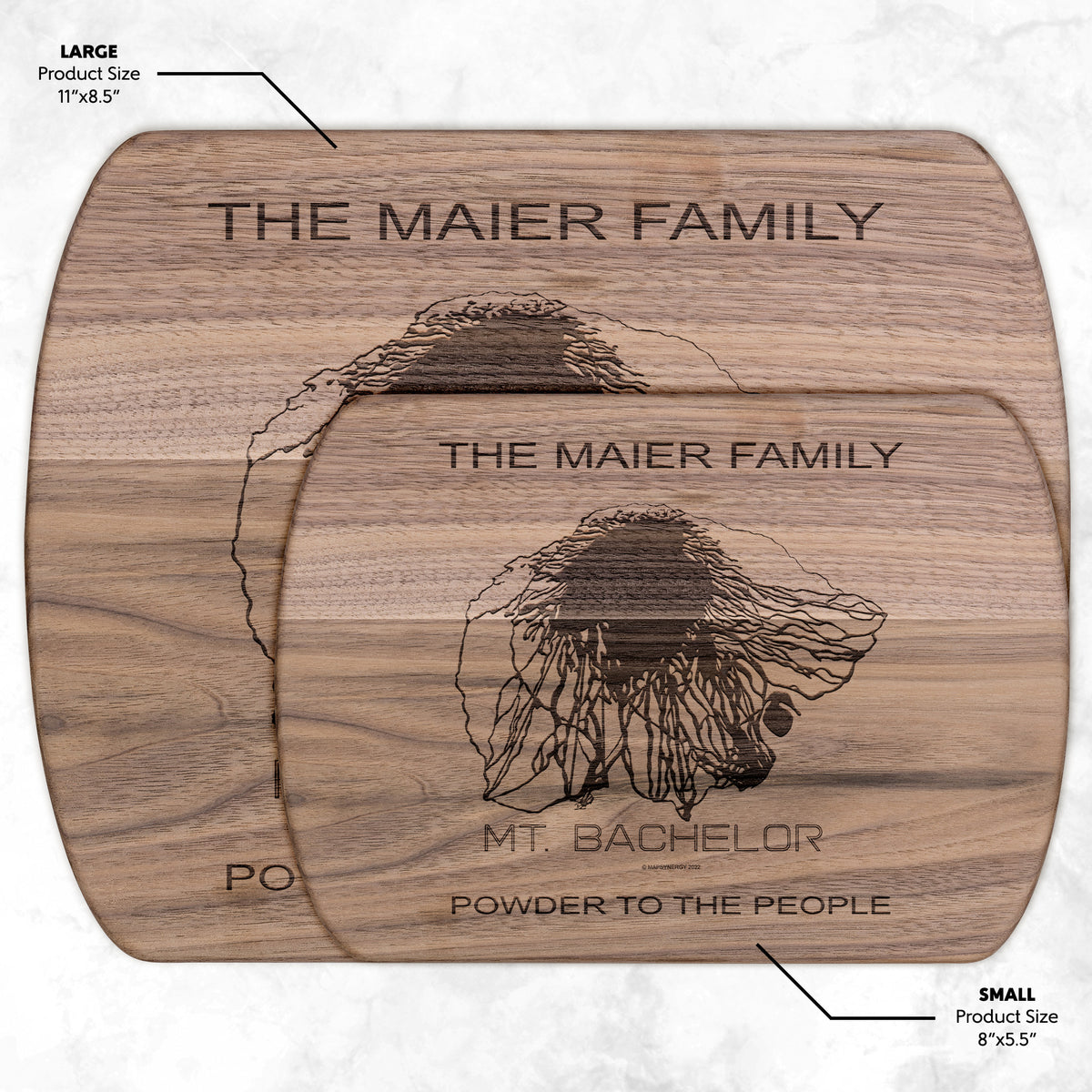 PERSONALIZED MT.BACHELOR,OREGON SKI TRAIL MAP CUTTING BOARD
