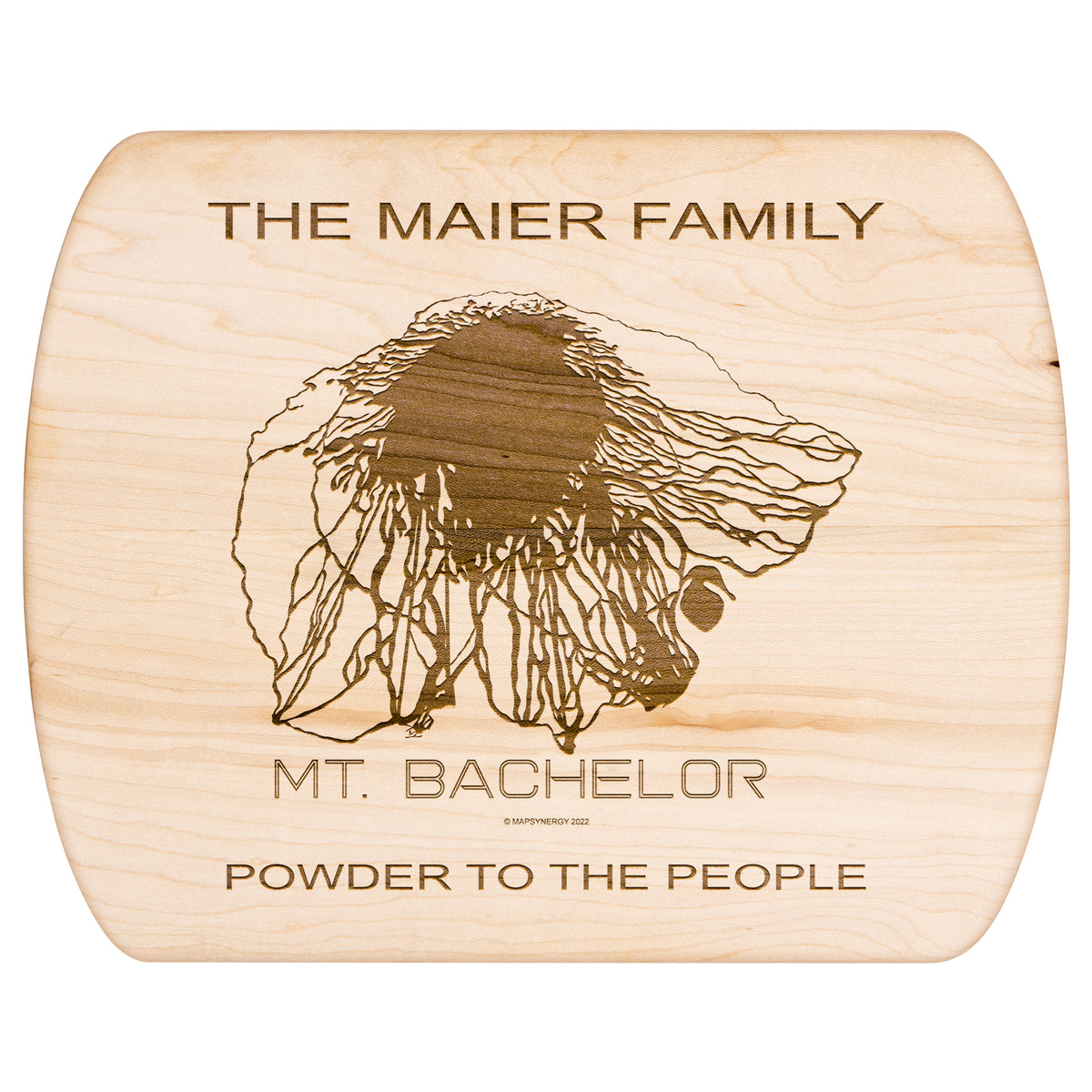 PERSONALIZED MT.BACHELOR,OREGON SKI TRAIL MAP CUTTING BOARD