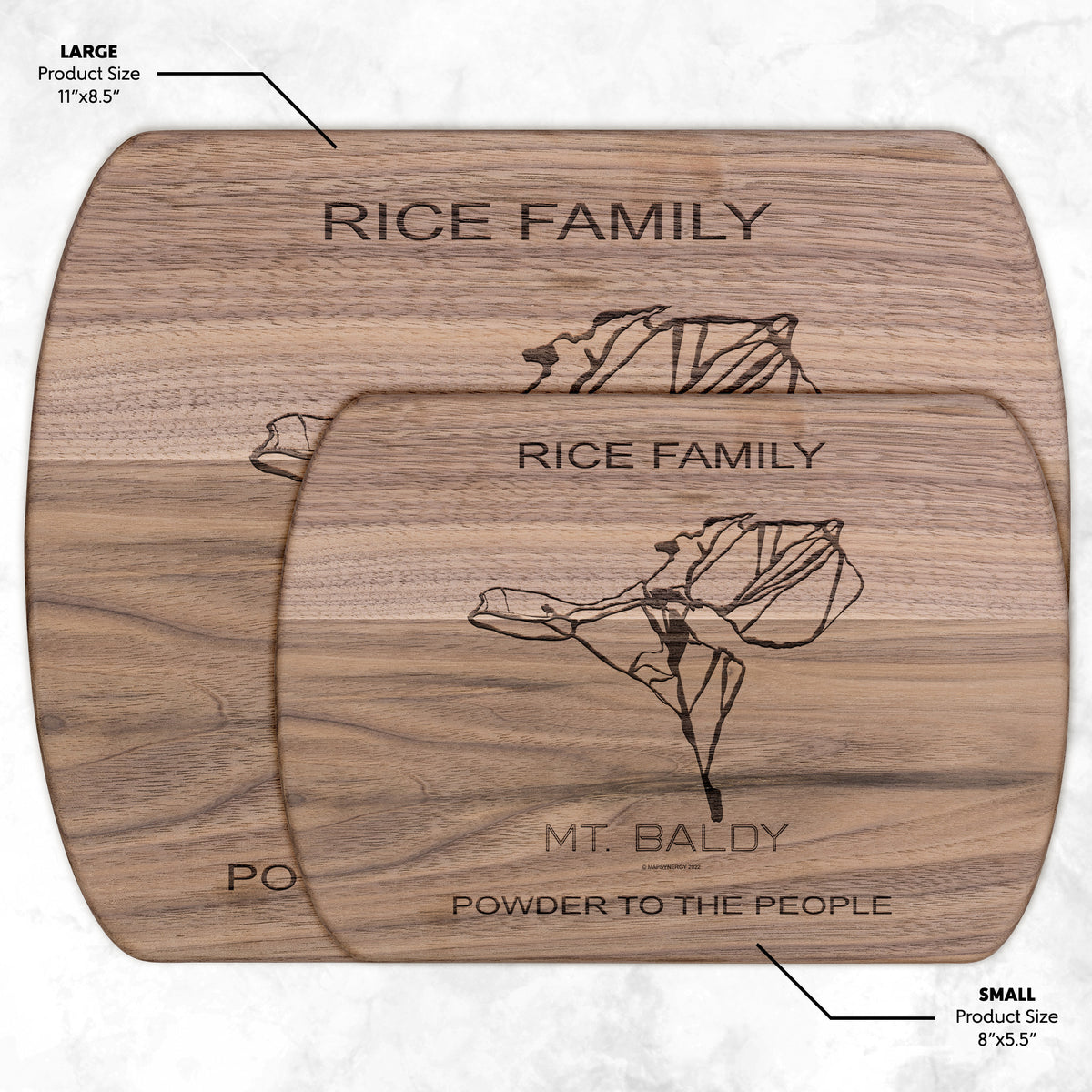 PERSONALIZED MT.BALDY, CALIFORNIA SKI TRAIL MAP CUTTING BOARD