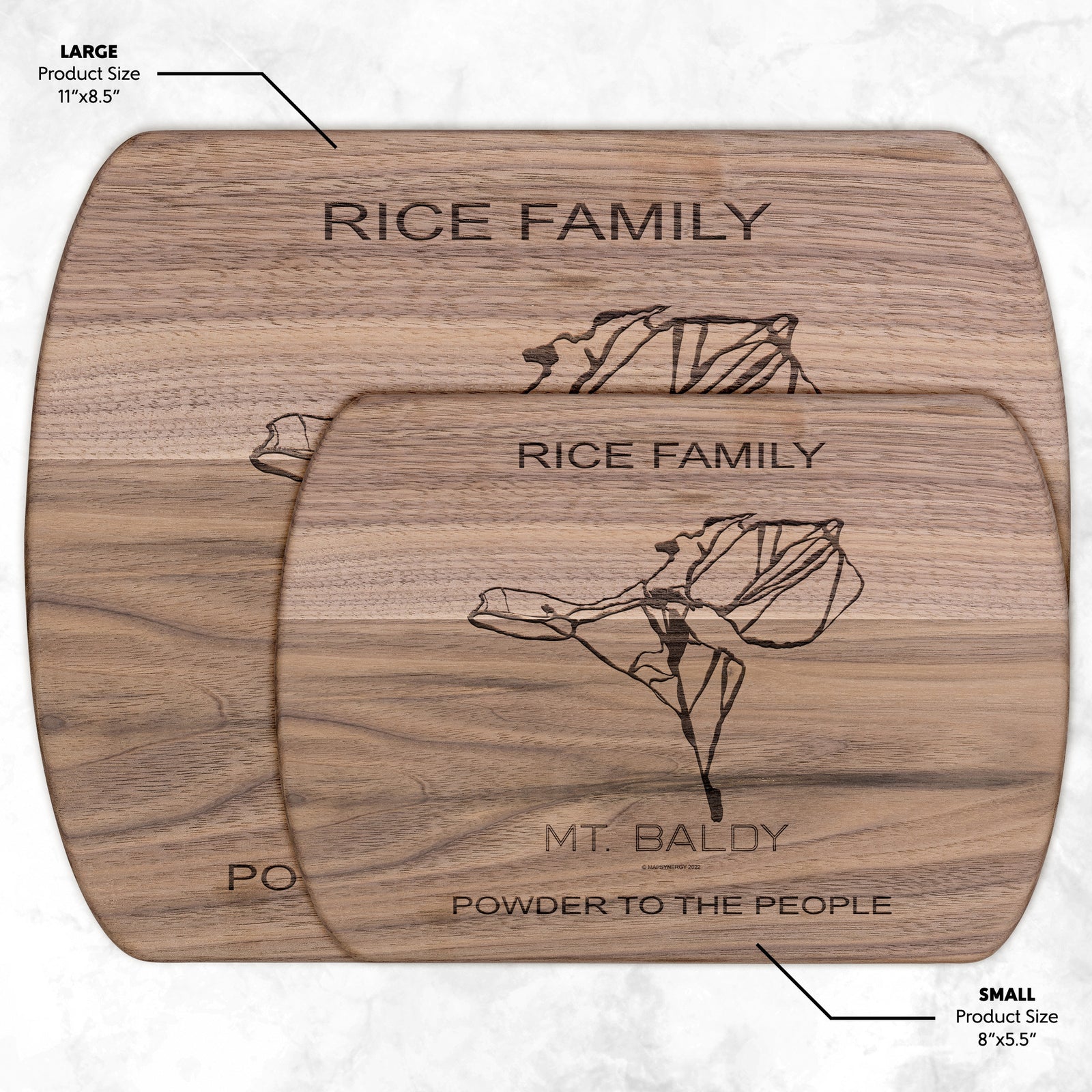 PERSONALIZED MT.BALDY, CALIFORNIA SKI TRAIL MAP CUTTING BOARD