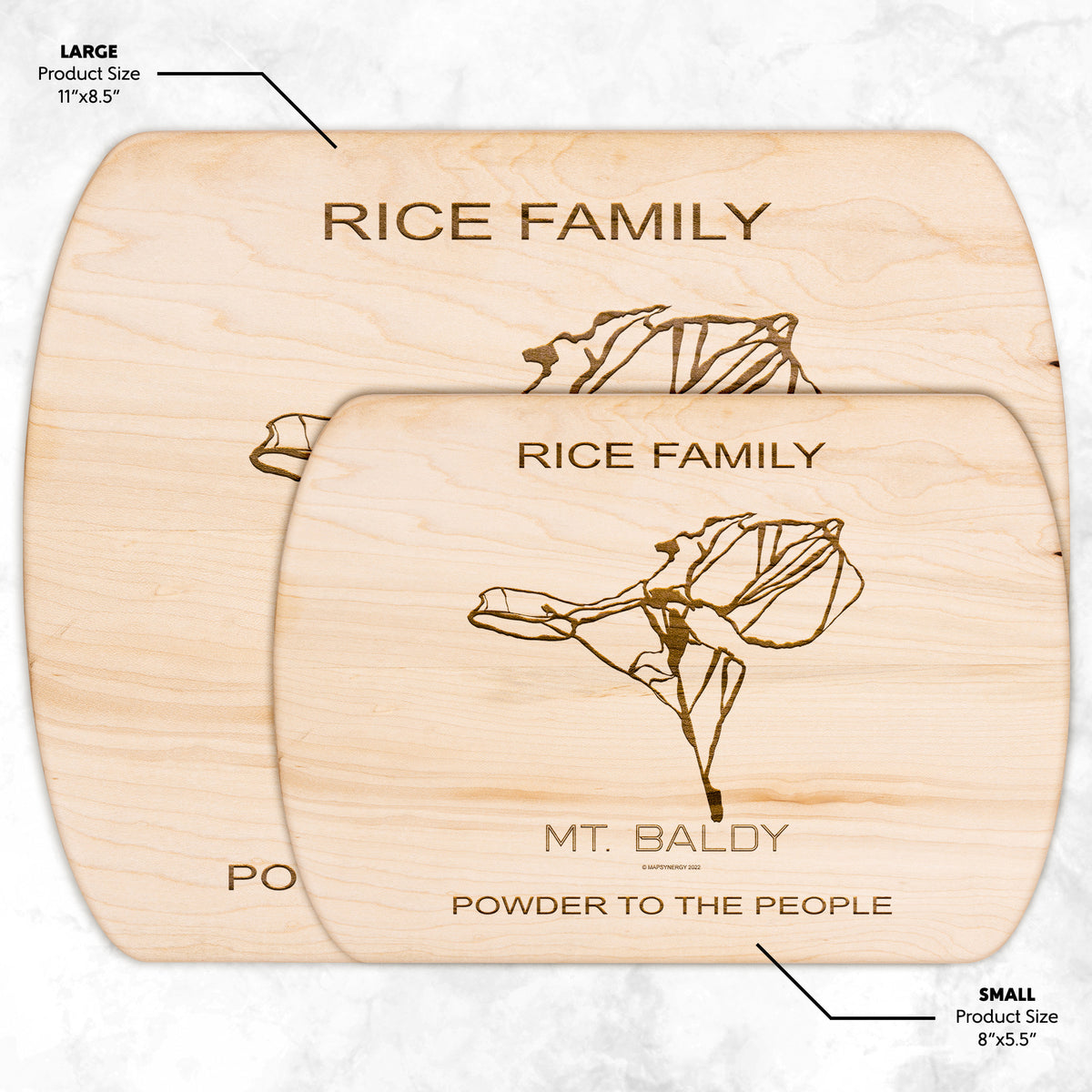 PERSONALIZED MT.BALDY, CALIFORNIA SKI TRAIL MAP CUTTING BOARD