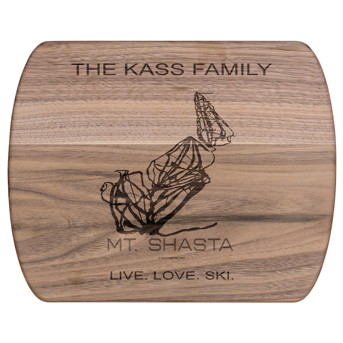 PERSONALIZED MT.SHASTA, CALIFORNIA SKI TRAIL MAP CUTTING BOARD