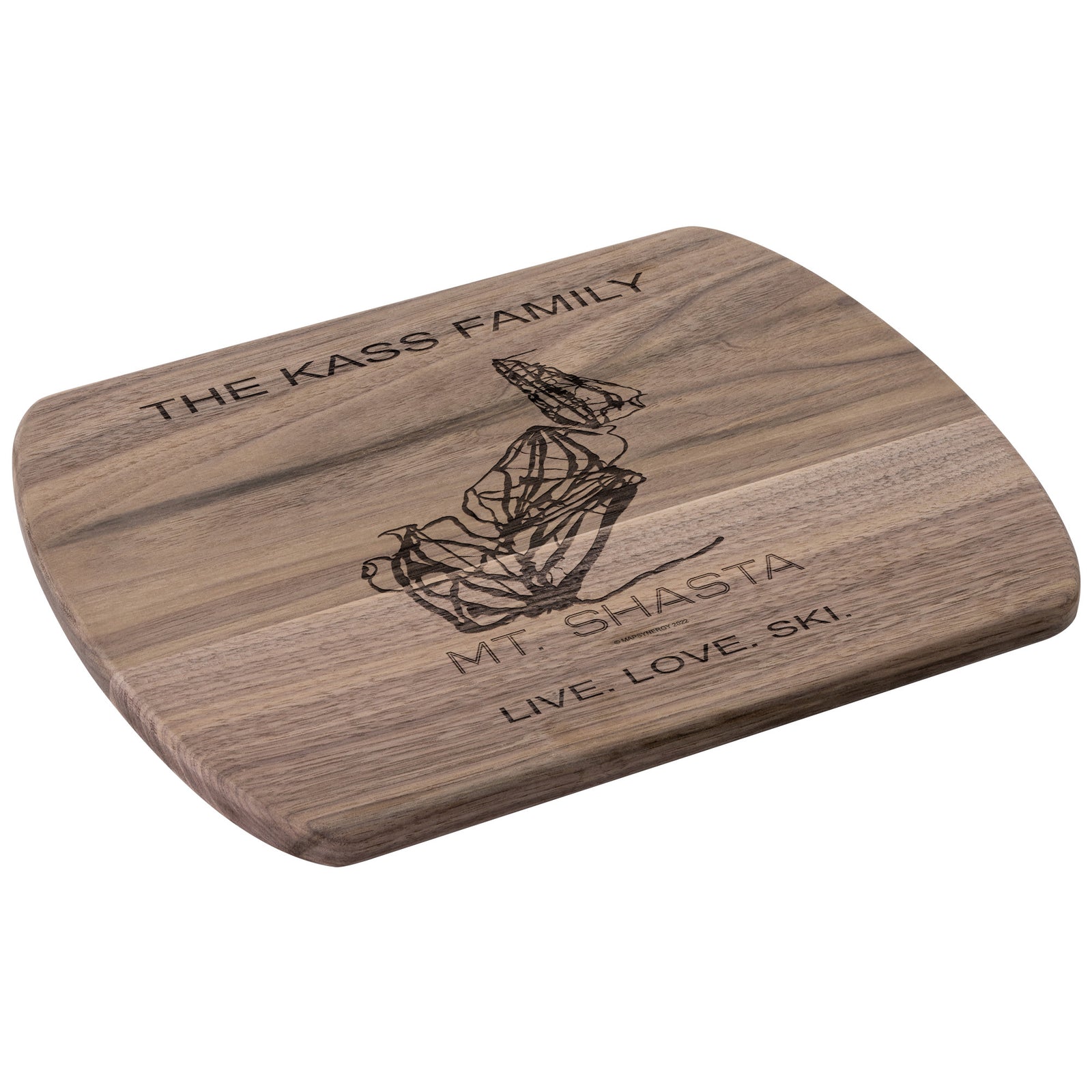 PERSONALIZED MT.SHASTA, CALIFORNIA SKI TRAIL MAP CUTTING BOARD