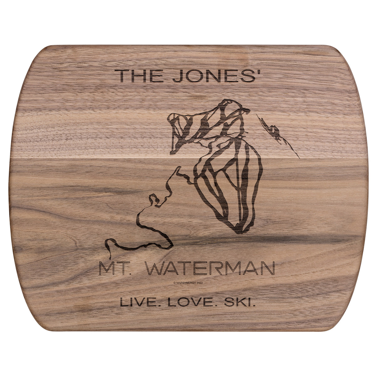 PERSONALIZED MT.WATERMAN, CALIFORNIA SKI TRAIL MAP CUTTING BOARD