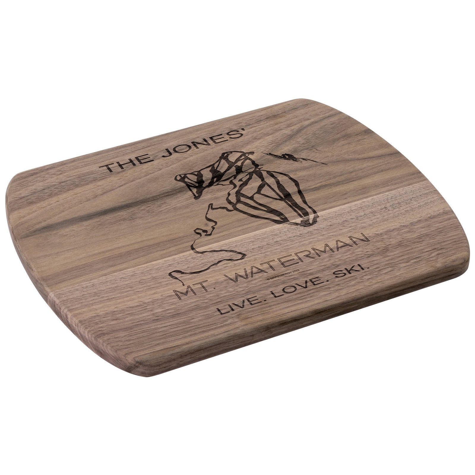 PERSONALIZED MT.WATERMAN, CALIFORNIA SKI TRAIL MAP CUTTING BOARD