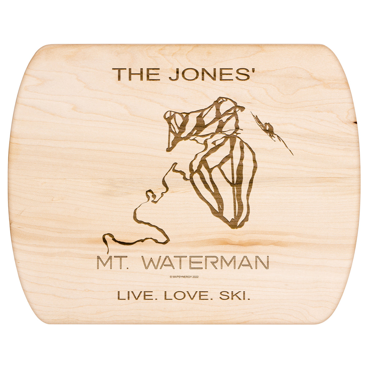 PERSONALIZED MT.WATERMAN, CALIFORNIA SKI TRAIL MAP CUTTING BOARD