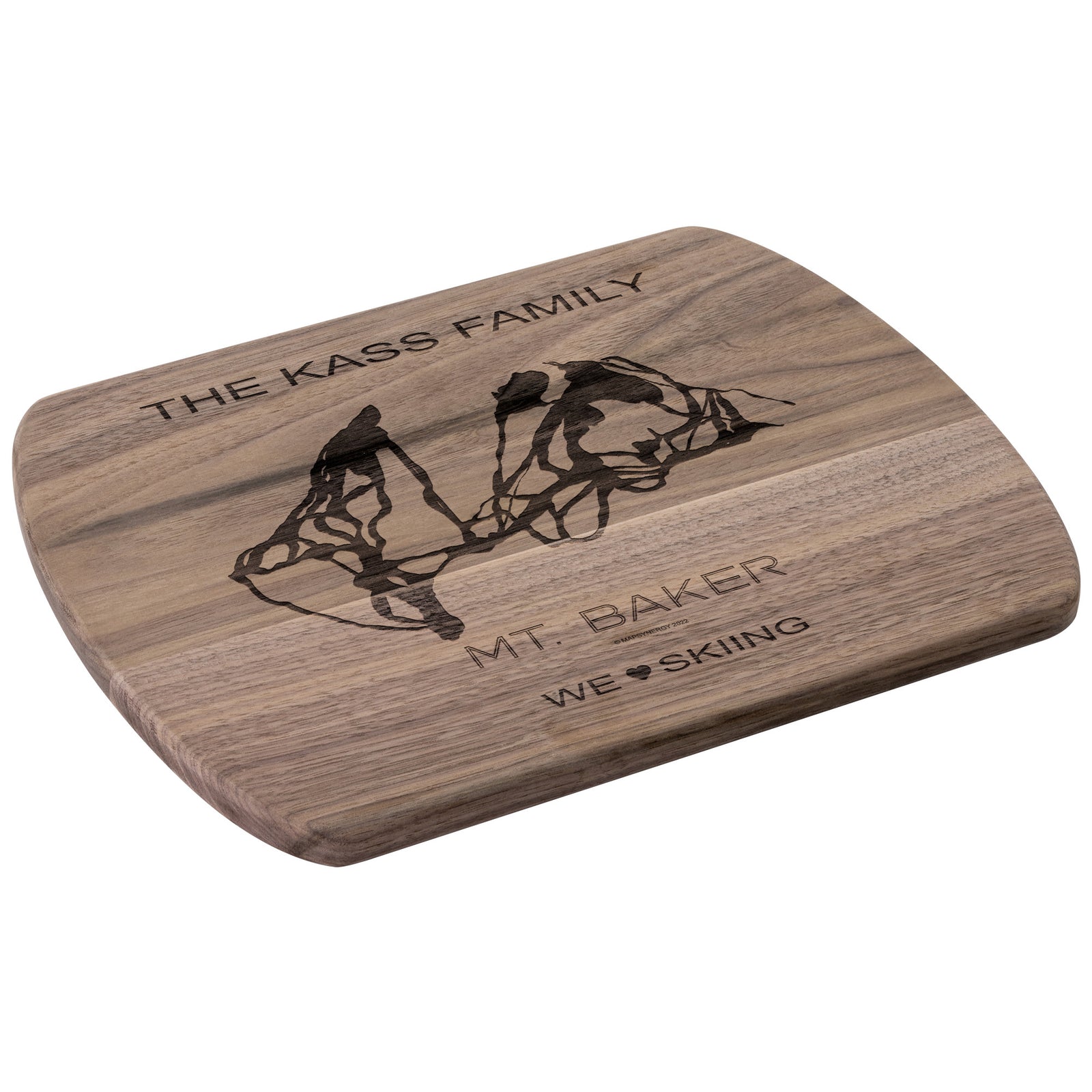 PERSONALIZED MT. BAKER, WASHINGTON SKI TRAIL MAP CUTTING BOARD