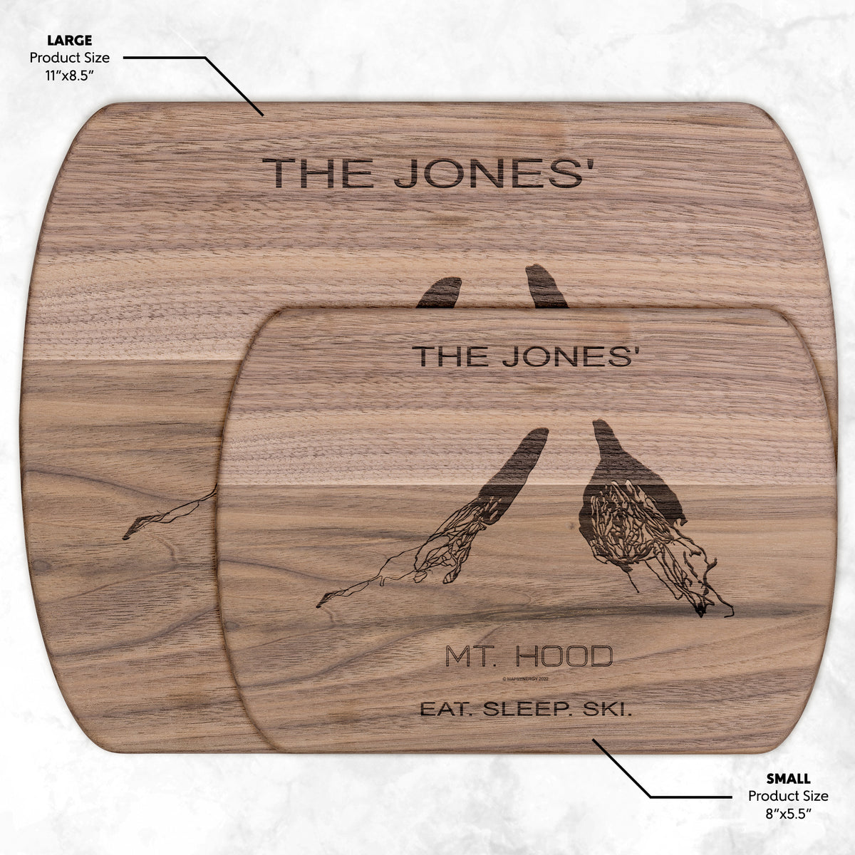 PERSONALIZED MT. HOOD,OREGON SKI TRAIL MAP CUTTING BOARD