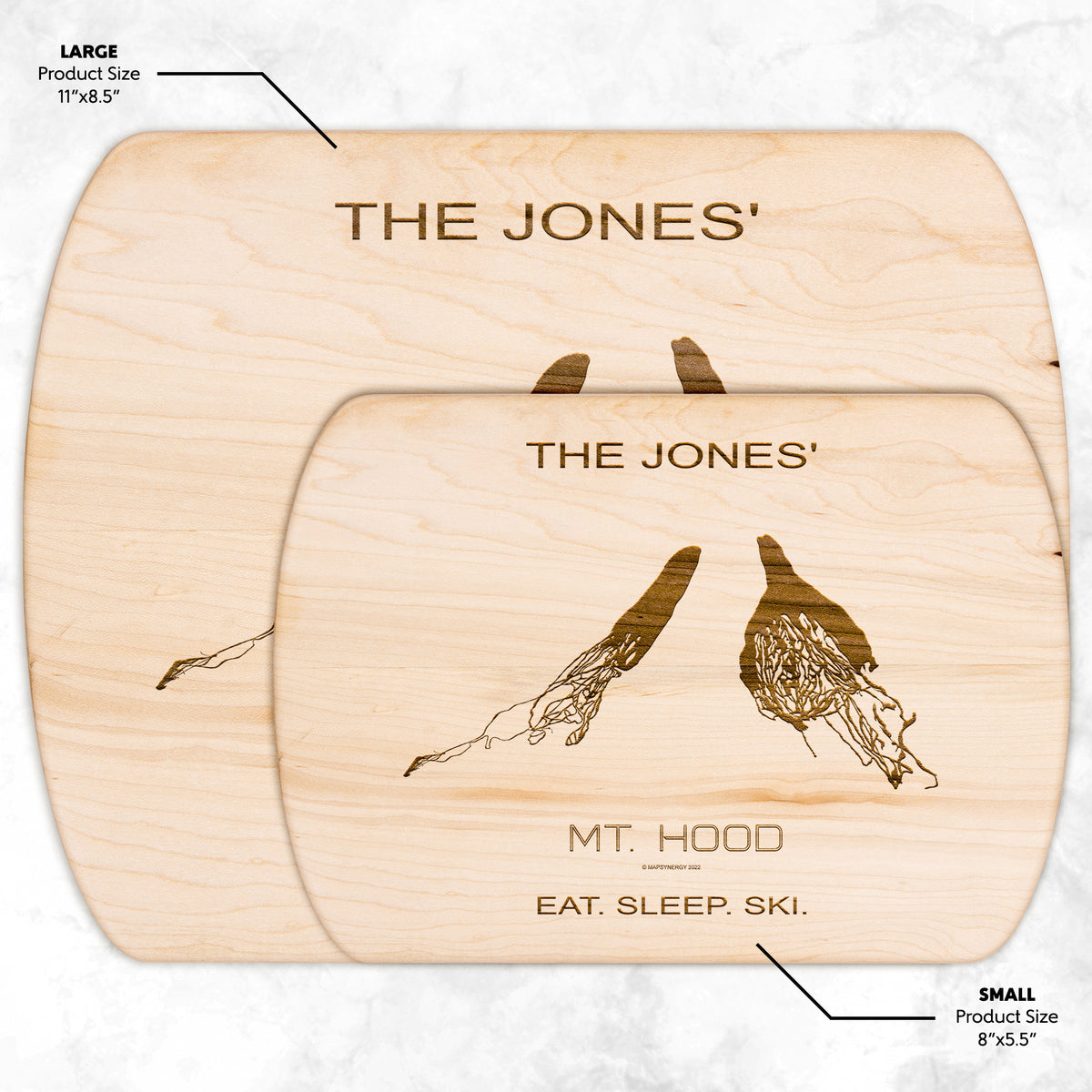 PERSONALIZED MT. HOOD,OREGON SKI TRAIL MAP CUTTING BOARD