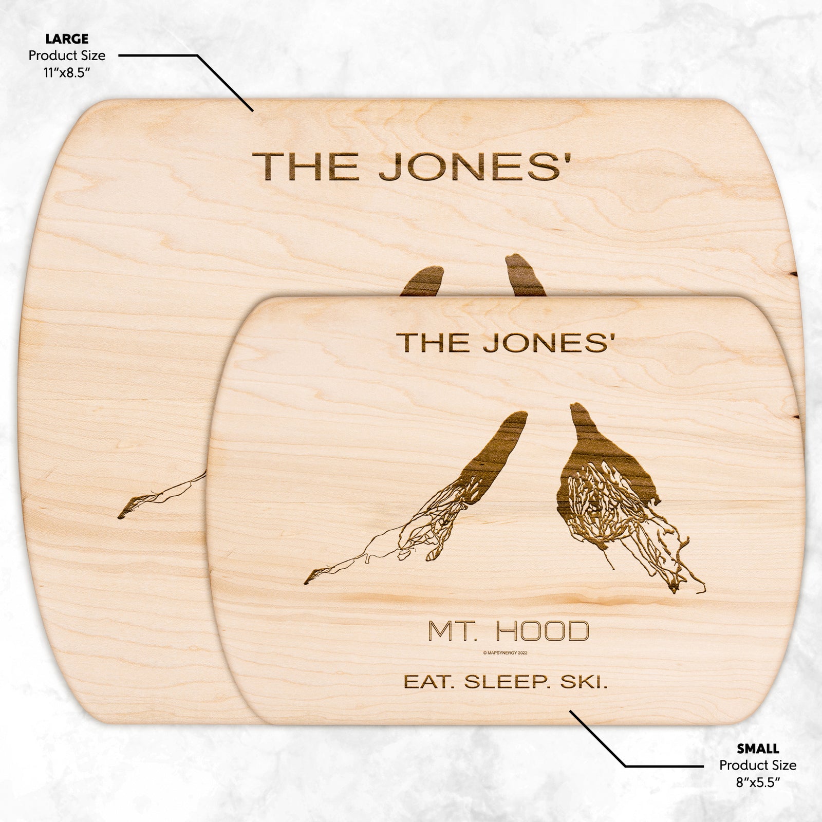 PERSONALIZED MT. HOOD,OREGON SKI TRAIL MAP CUTTING BOARD