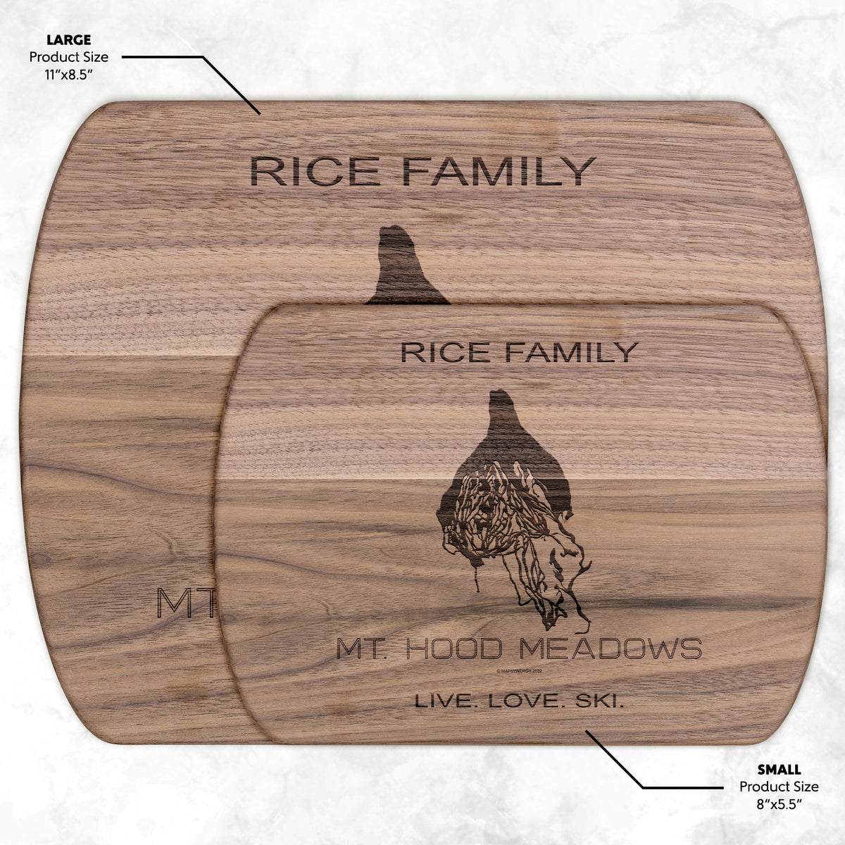 PERSONALIZED MT. HOOD MEADOWS,OREGON SKI TRAIL MAP CUTTING BOARD
