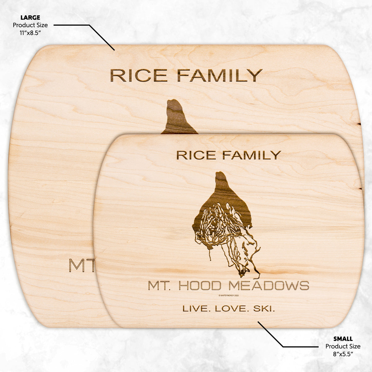 PERSONALIZED MT. HOOD MEADOWS,OREGON SKI TRAIL MAP CUTTING BOARD