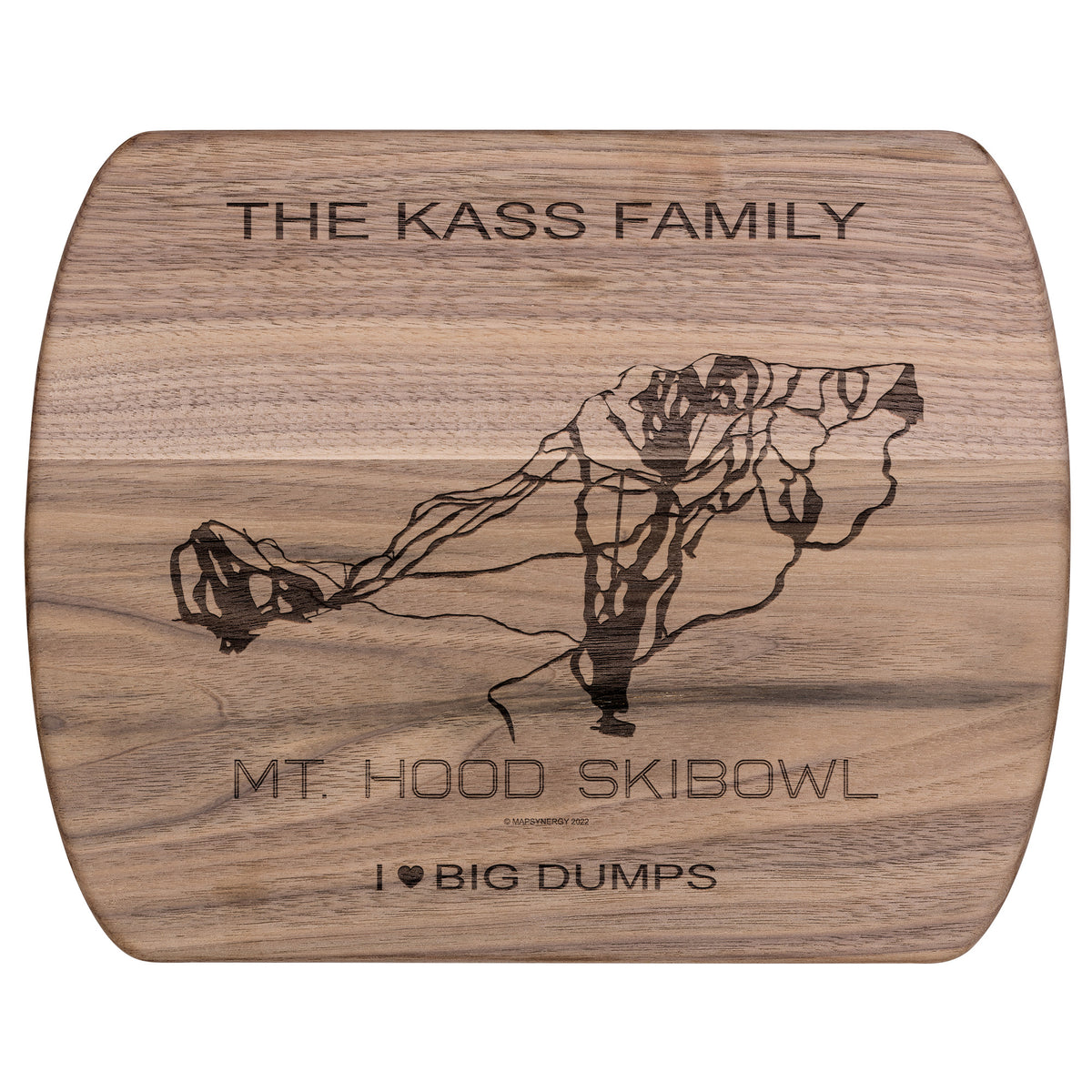 PERSONALIZED MT. HOOD SKIBOWL,OREGON SKI TRAIL MAP CUTTING BOARD