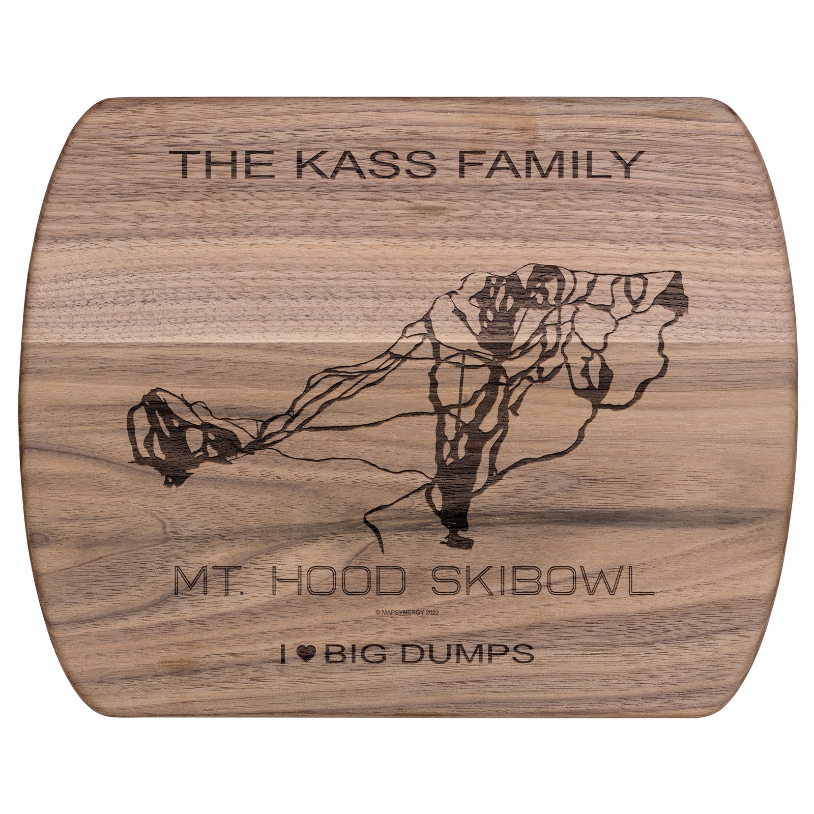 PERSONALIZED MT. HOOD SKIBOWL,OREGON SKI TRAIL MAP CUTTING BOARD