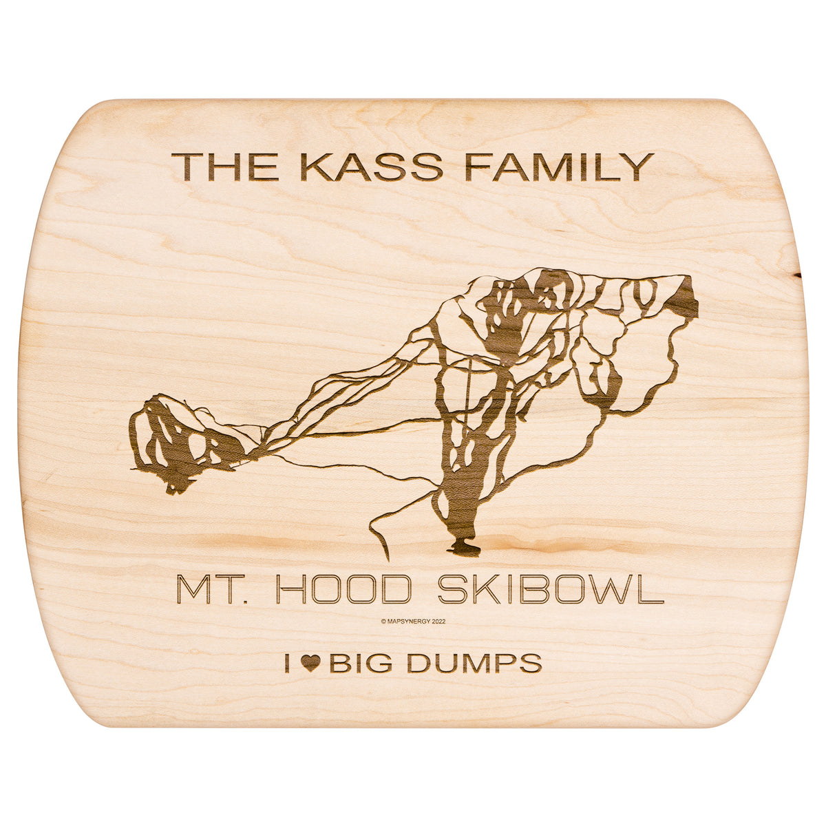 PERSONALIZED MT. HOOD SKIBOWL,OREGON SKI TRAIL MAP CUTTING BOARD