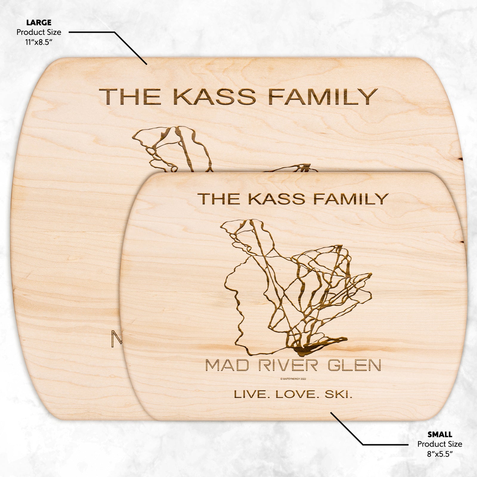 PERSONALIZED Mad River Glen, Vermont  SKI TRAIL MAP CUTTING BOARD