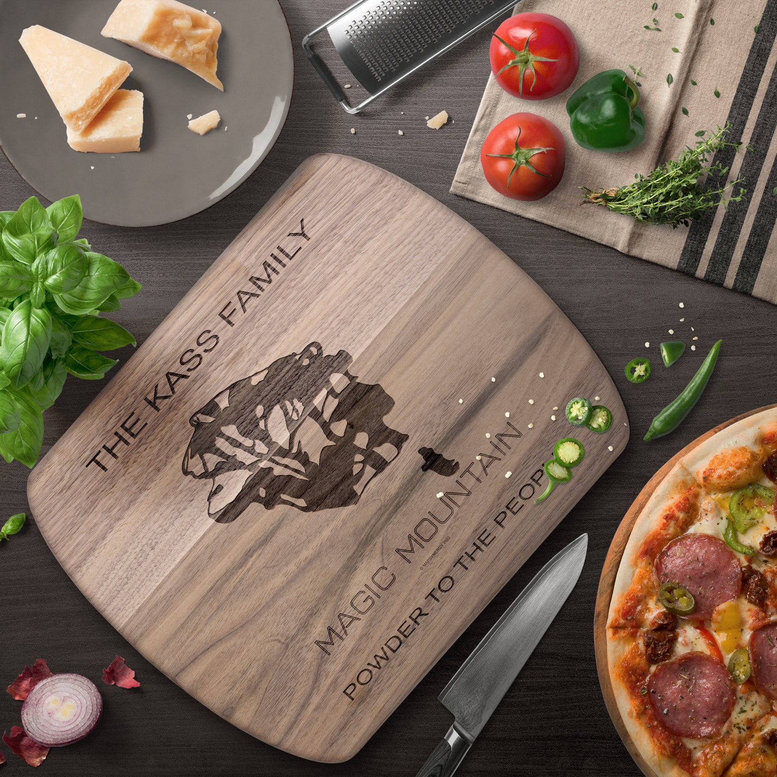 PERSONALIZED Magic Mountain, Idaho SKI TRAIL MAP CUTTING BOARD