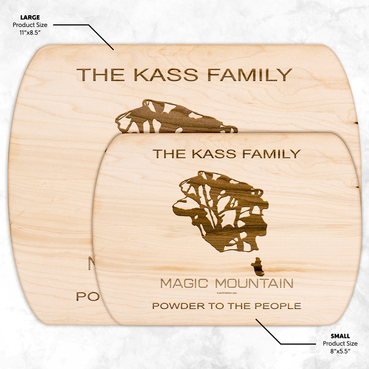 PERSONALIZED Magic Mountain, Idaho SKI TRAIL MAP CUTTING BOARD
