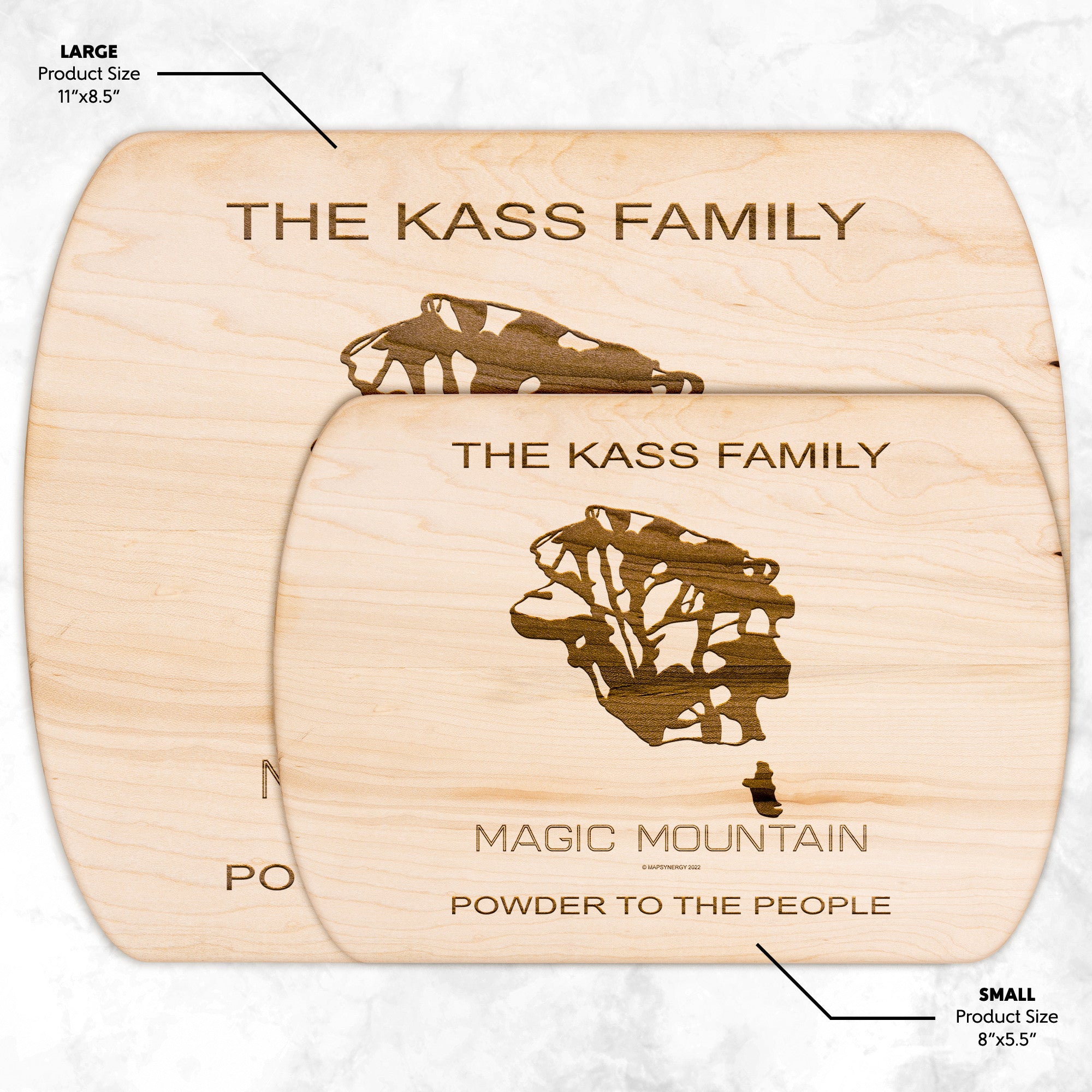 PERSONALIZED Magic Mountain, Idaho SKI TRAIL MAP CUTTING BOARD