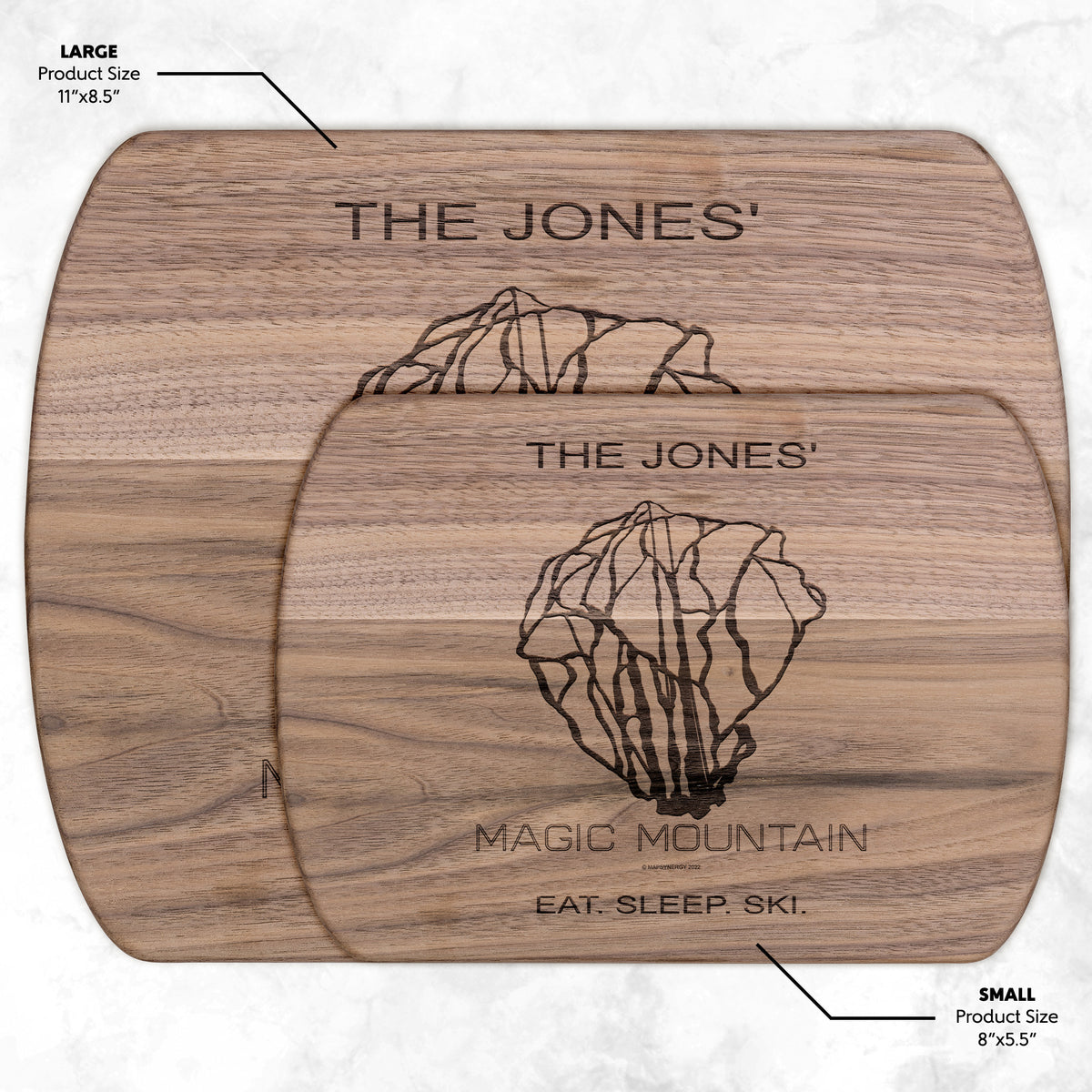 PERSONALIZED Magic Mountain , Vermont SKI TRAIL MAP CUTTING BOARD
