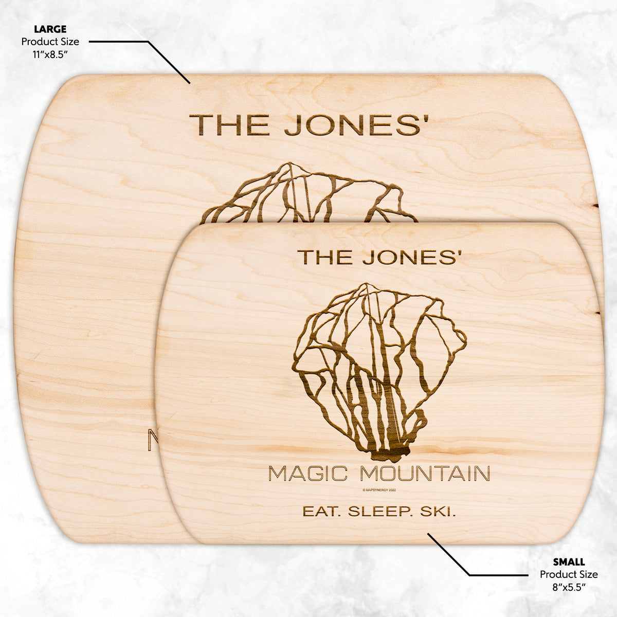 PERSONALIZED Magic Mountain , Vermont SKI TRAIL MAP CUTTING BOARD