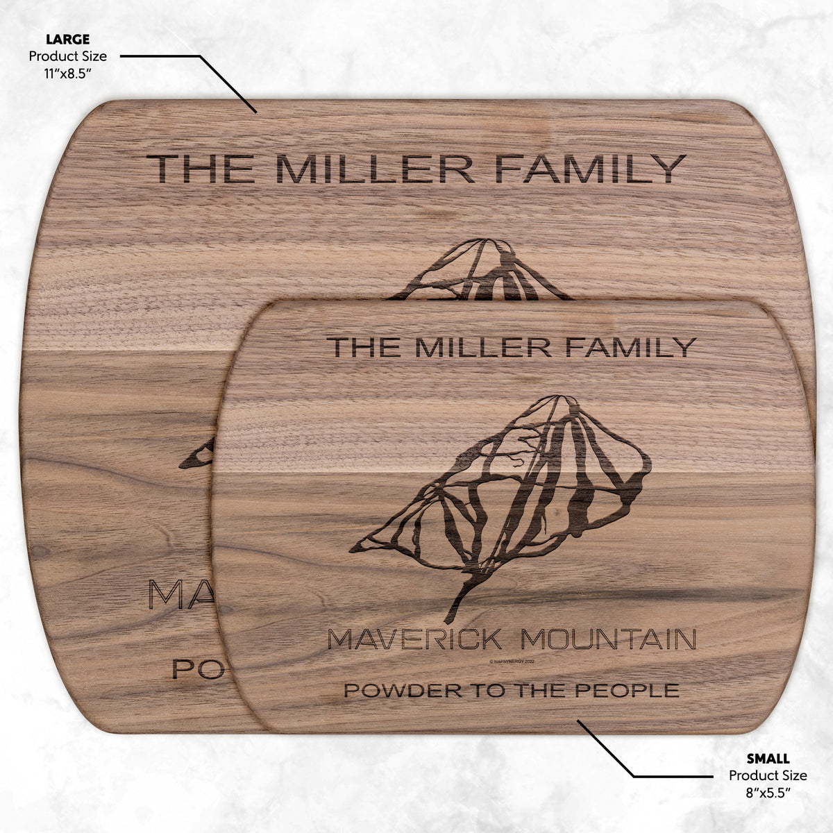 PERSONALIZED Maverick Mountain , Montana SKI TRAIL MAP CUTTING BOARD
