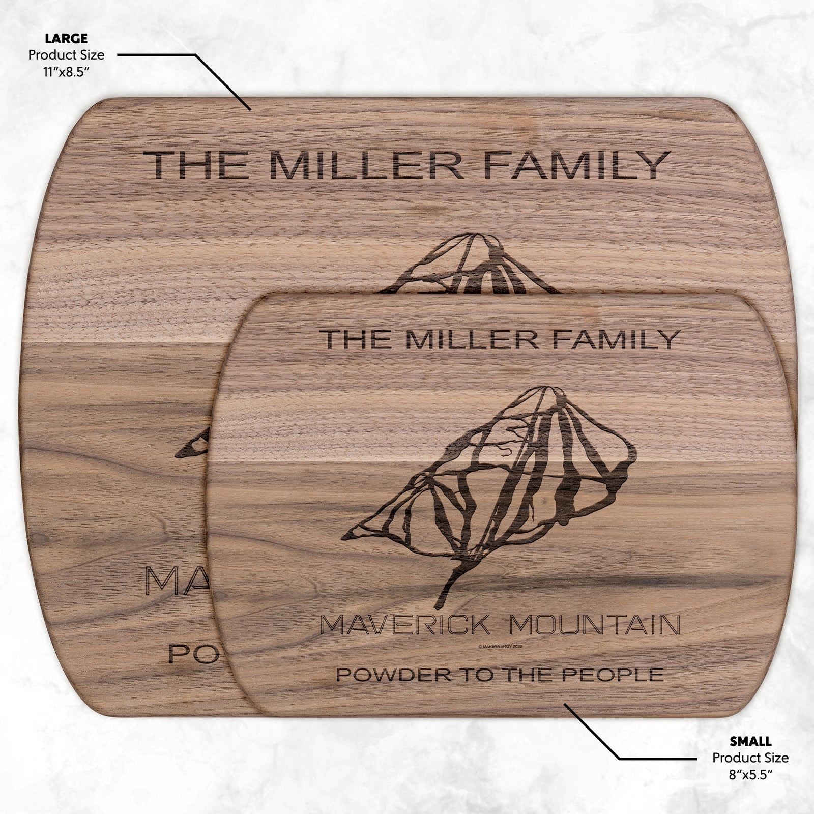 PERSONALIZED Maverick Mountain , Montana SKI TRAIL MAP CUTTING BOARD