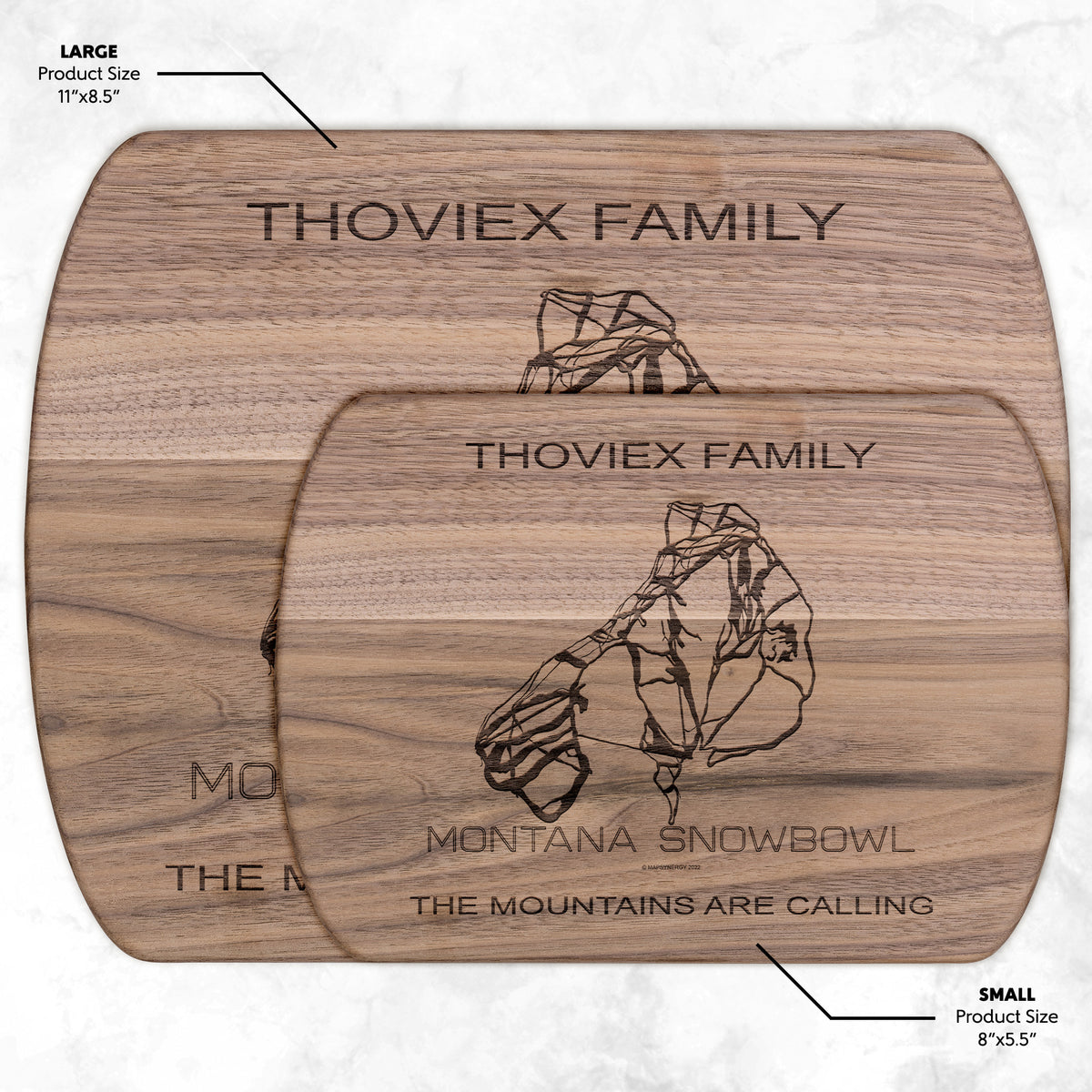 PERSONALIZED Montana Snowbowl , Montana SKI TRAIL MAP CUTTING BOARD