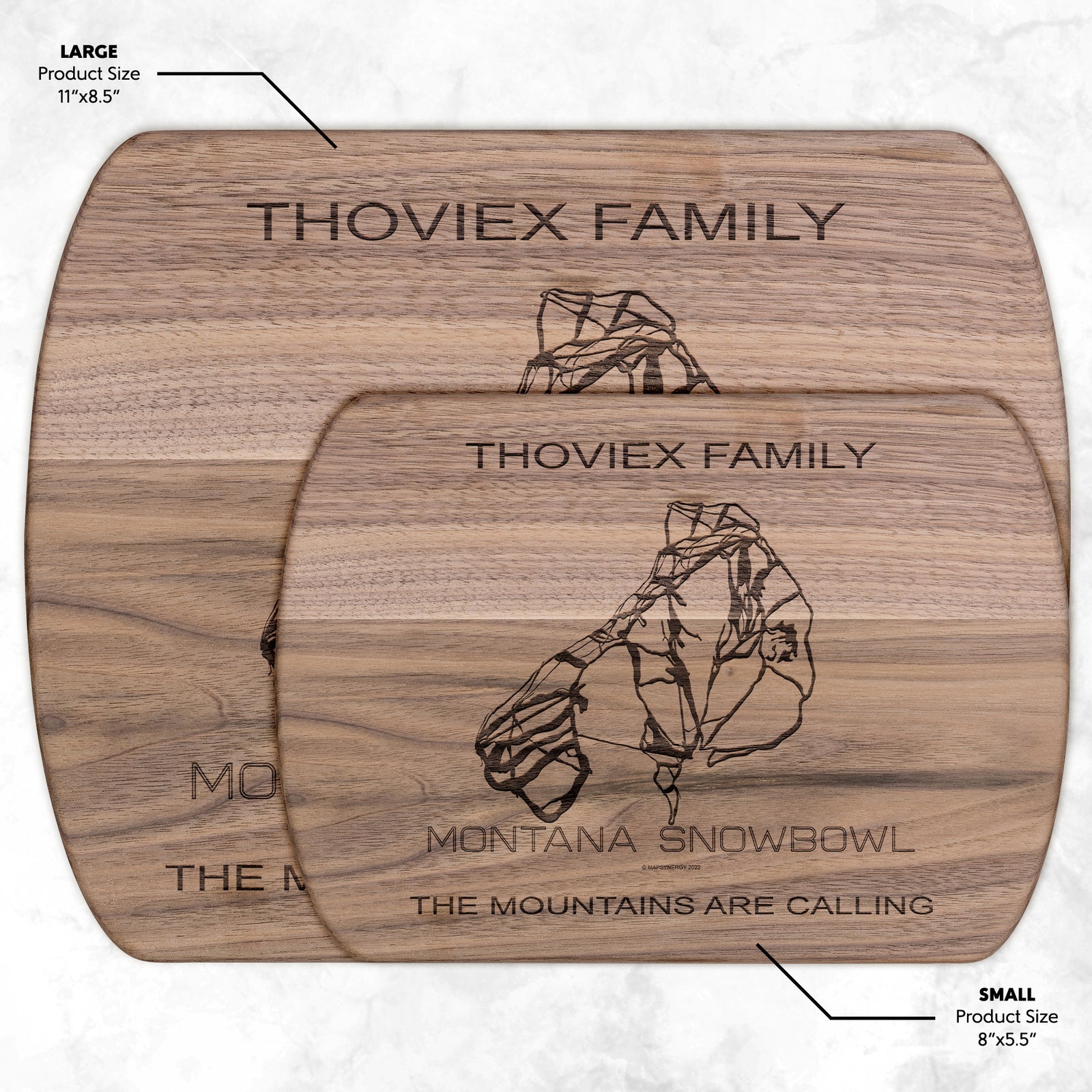 PERSONALIZED Montana Snowbowl , Montana SKI TRAIL MAP CUTTING BOARD