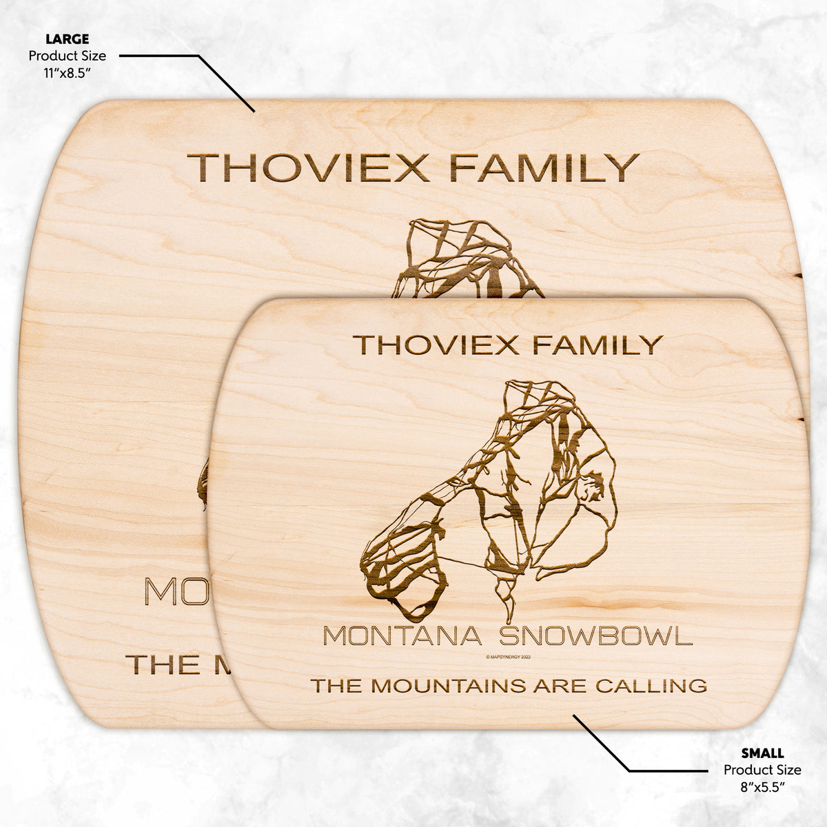 PERSONALIZED Montana Snowbowl , Montana SKI TRAIL MAP CUTTING BOARD