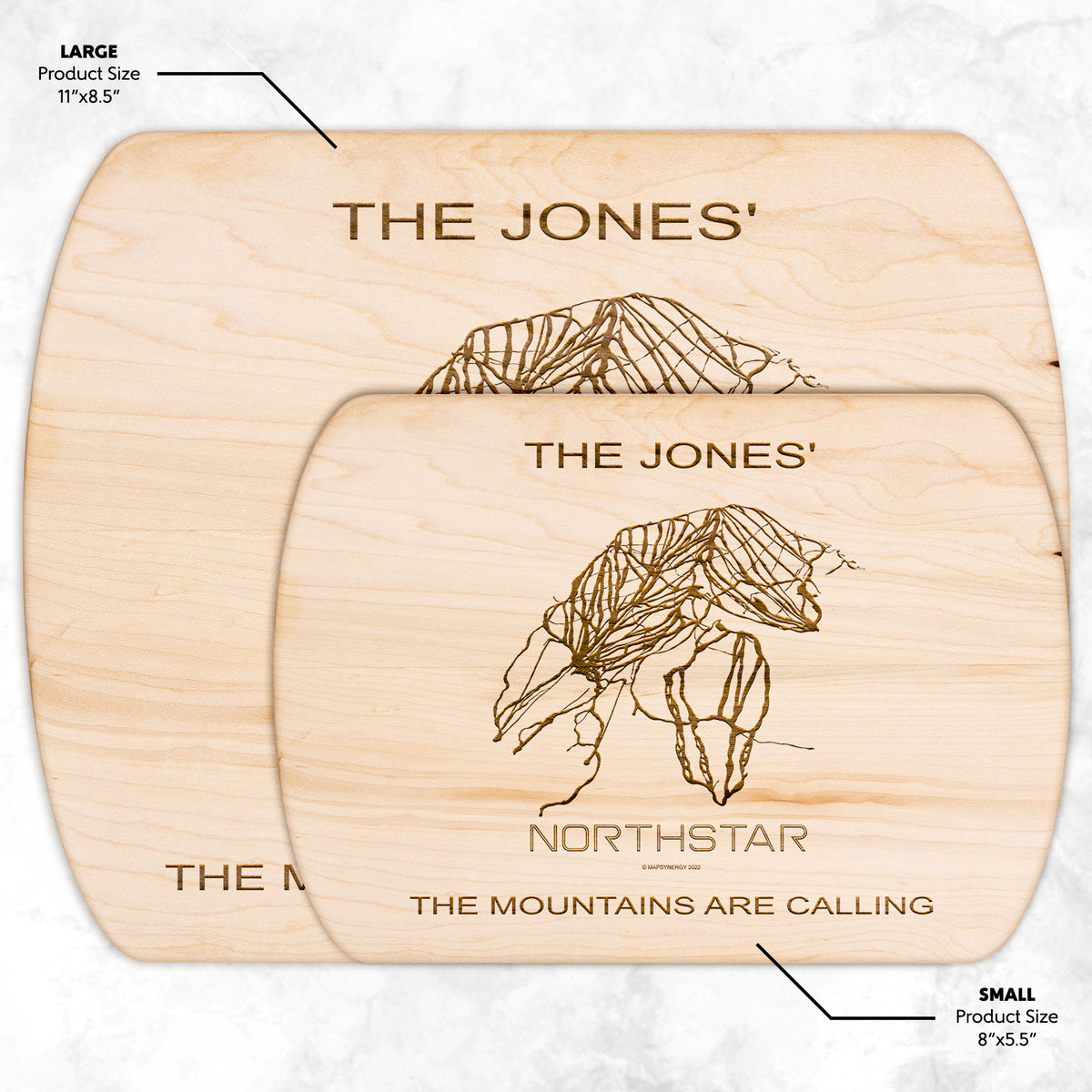 PERSONALIZED NORTHSTAR, CALIFORNIA SKI TRAIL MAP CUTTING BOARD