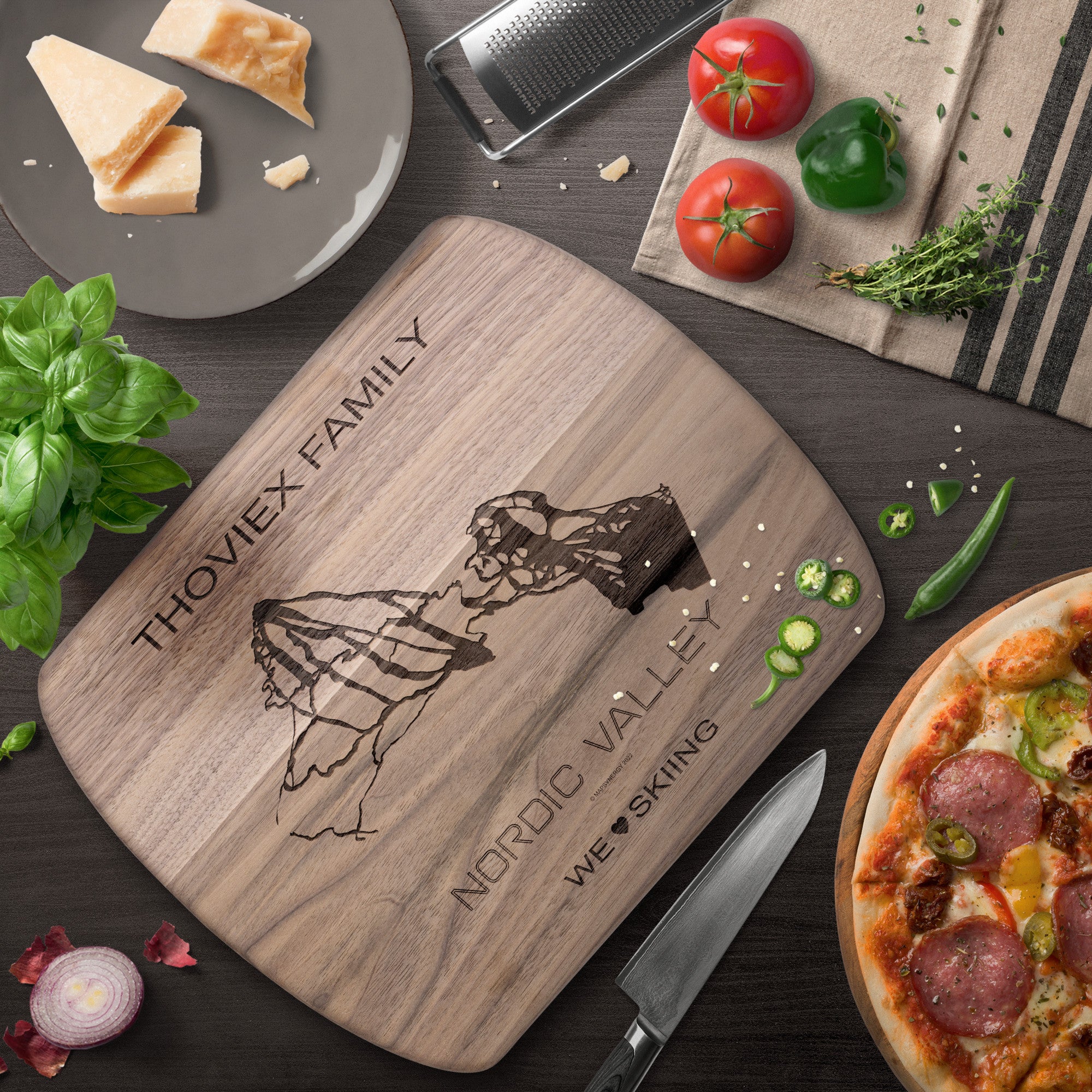 PERSONALIZED Nordic Valley , Wyoming SKI TRAIL MAP CUTTING BOARD