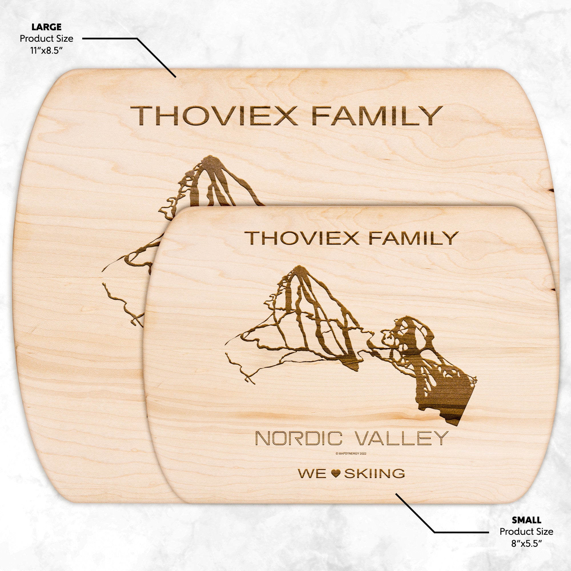 PERSONALIZED Nordic Valley , Wyoming SKI TRAIL MAP CUTTING BOARD