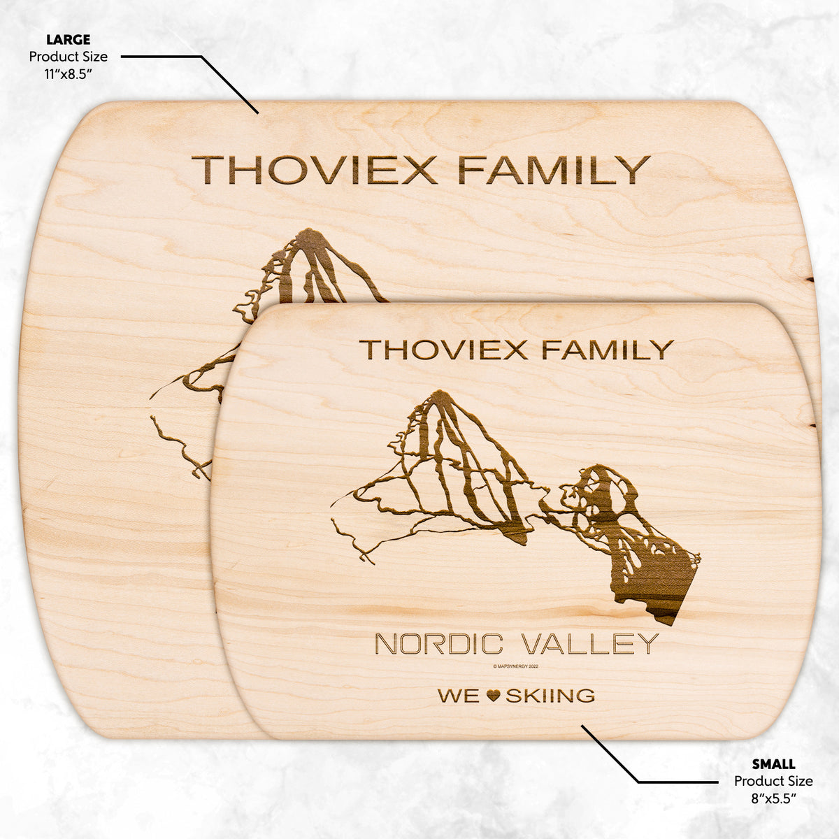 PERSONALIZED Nordic Valley , Wyoming SKI TRAIL MAP CUTTING BOARD