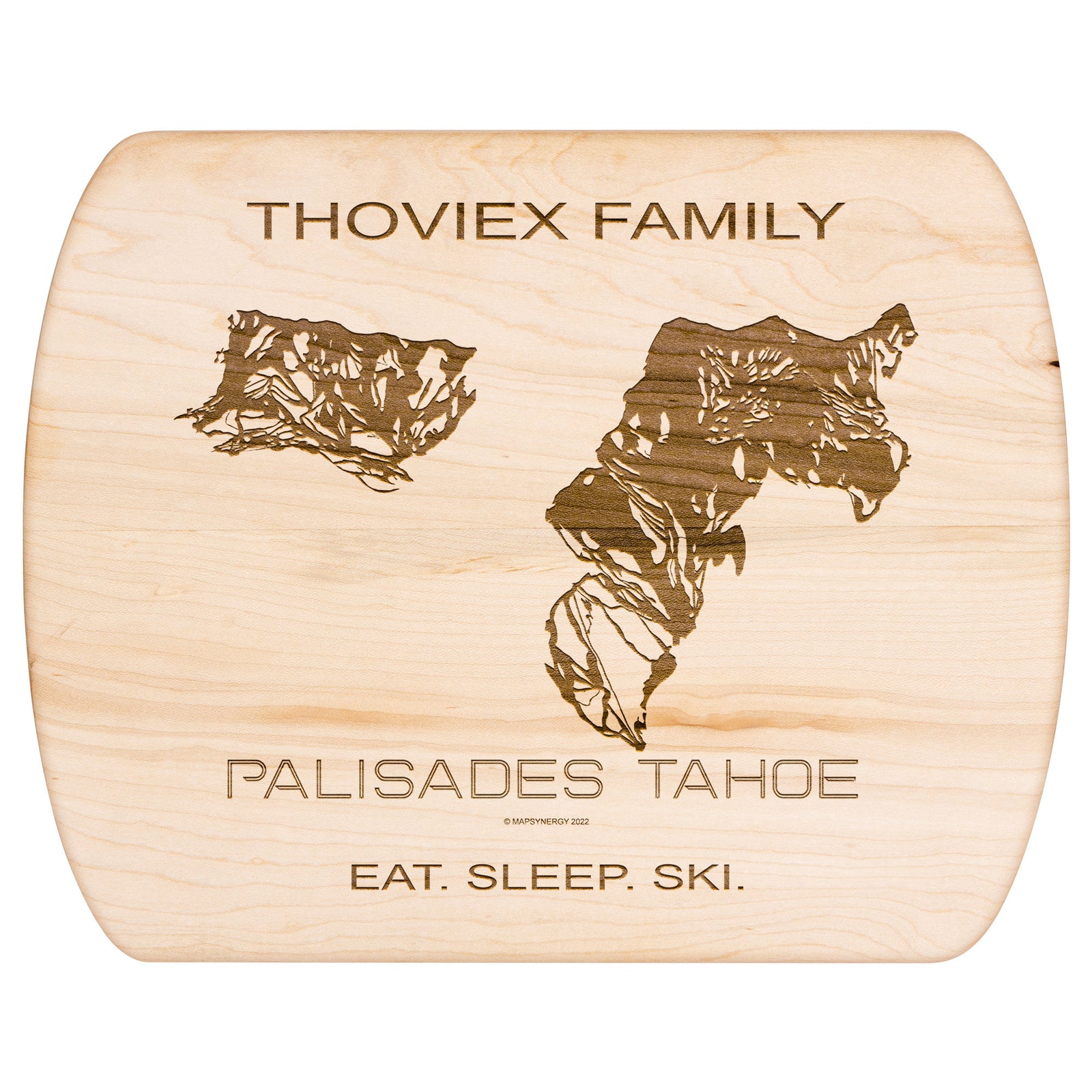 PERSONALIZED PALISADES TAHOE , CALIFORNIA SKI TRAIL MAP CUTTING BOARD