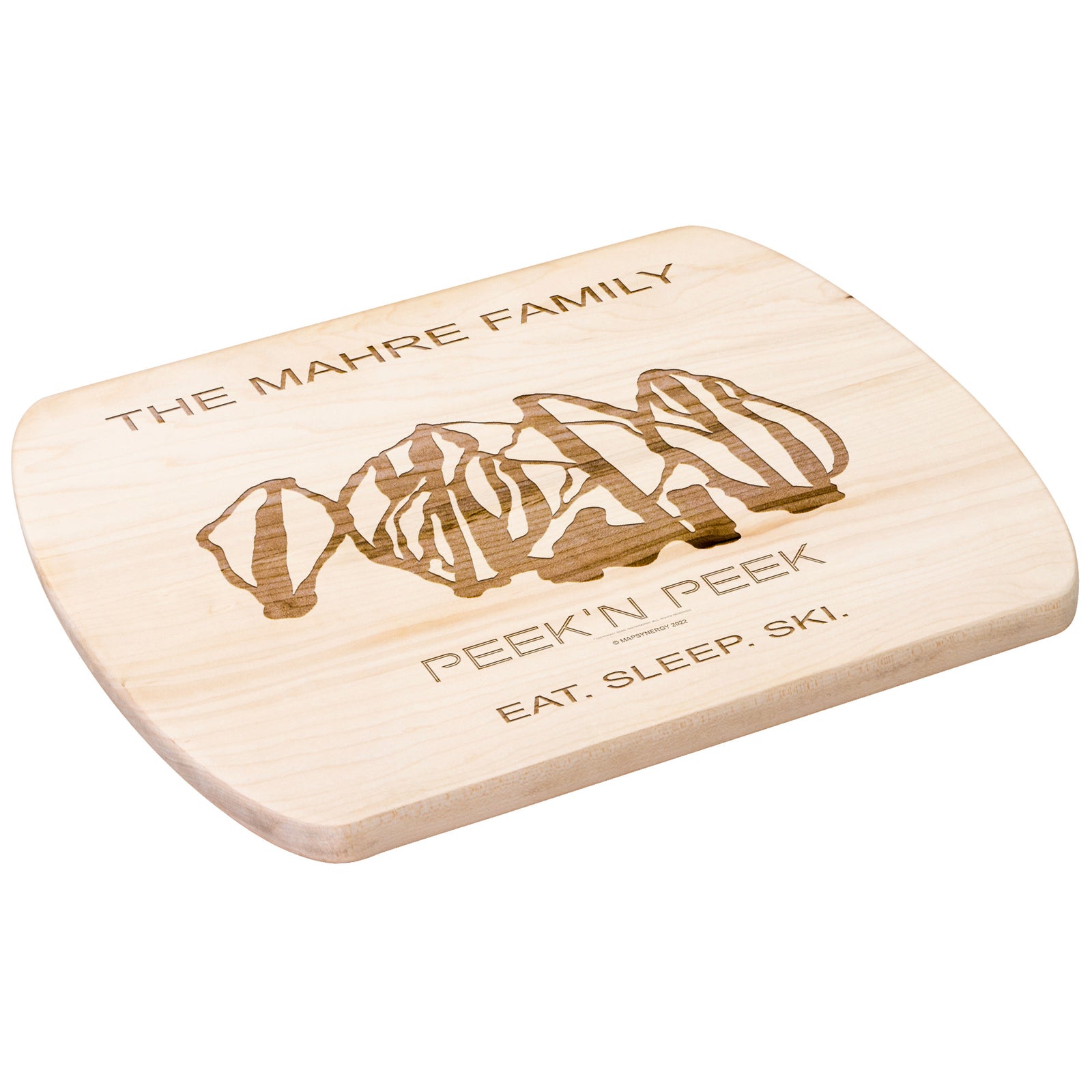 PERSONALIZED PEEK`N PEEK, NEW YORK SKI TRAIL MAP CUTTING BOARD