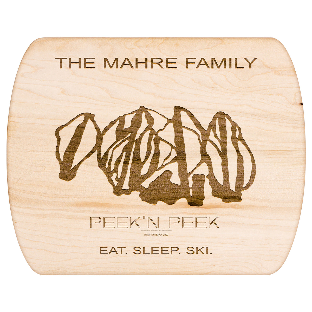 PERSONALIZED PEEK`N PEEK, NEW YORK SKI TRAIL MAP CUTTING BOARD