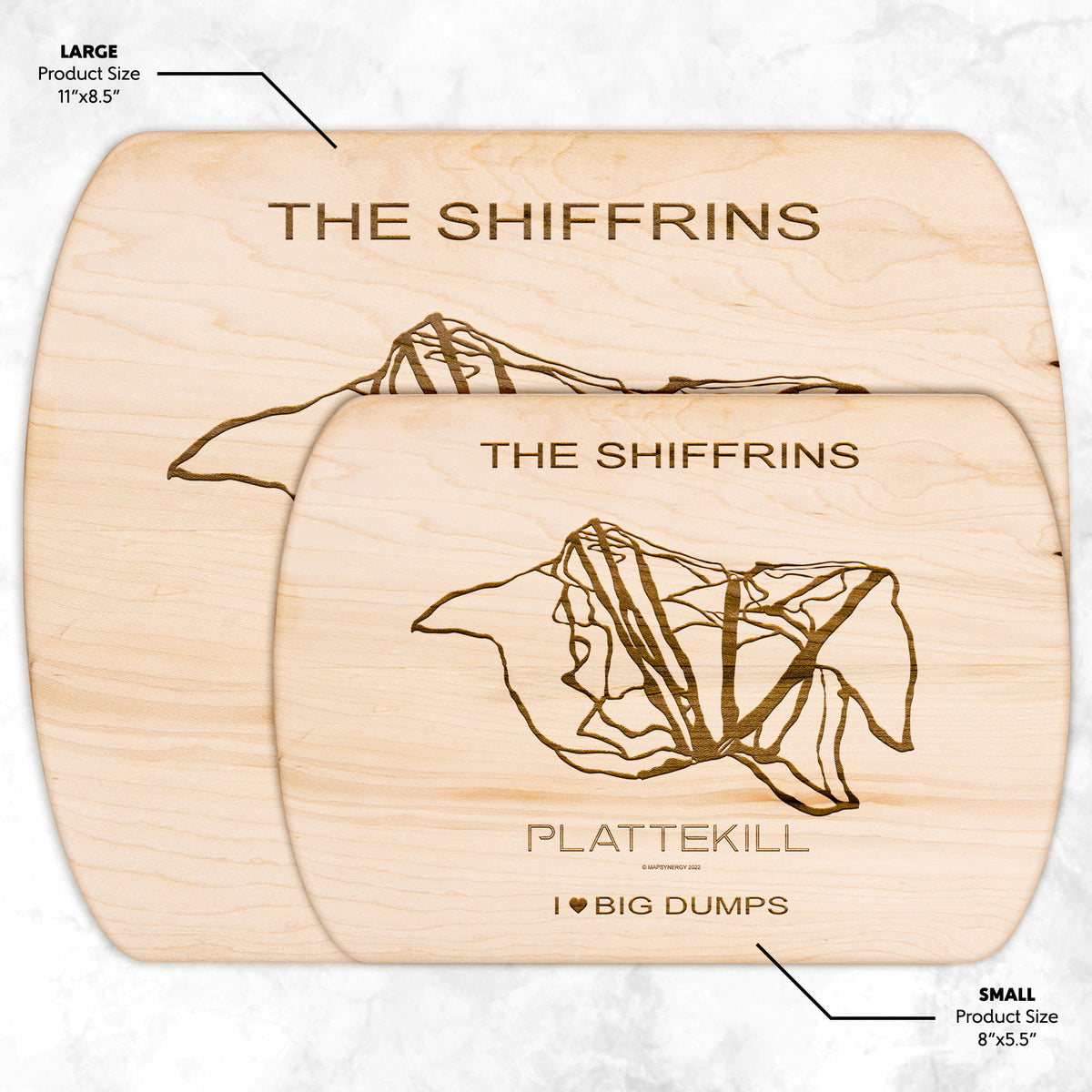 PERSONALIZED PLATTEKILL, NEW YORK SKI TRAIL MAP CUTTING BOARD
